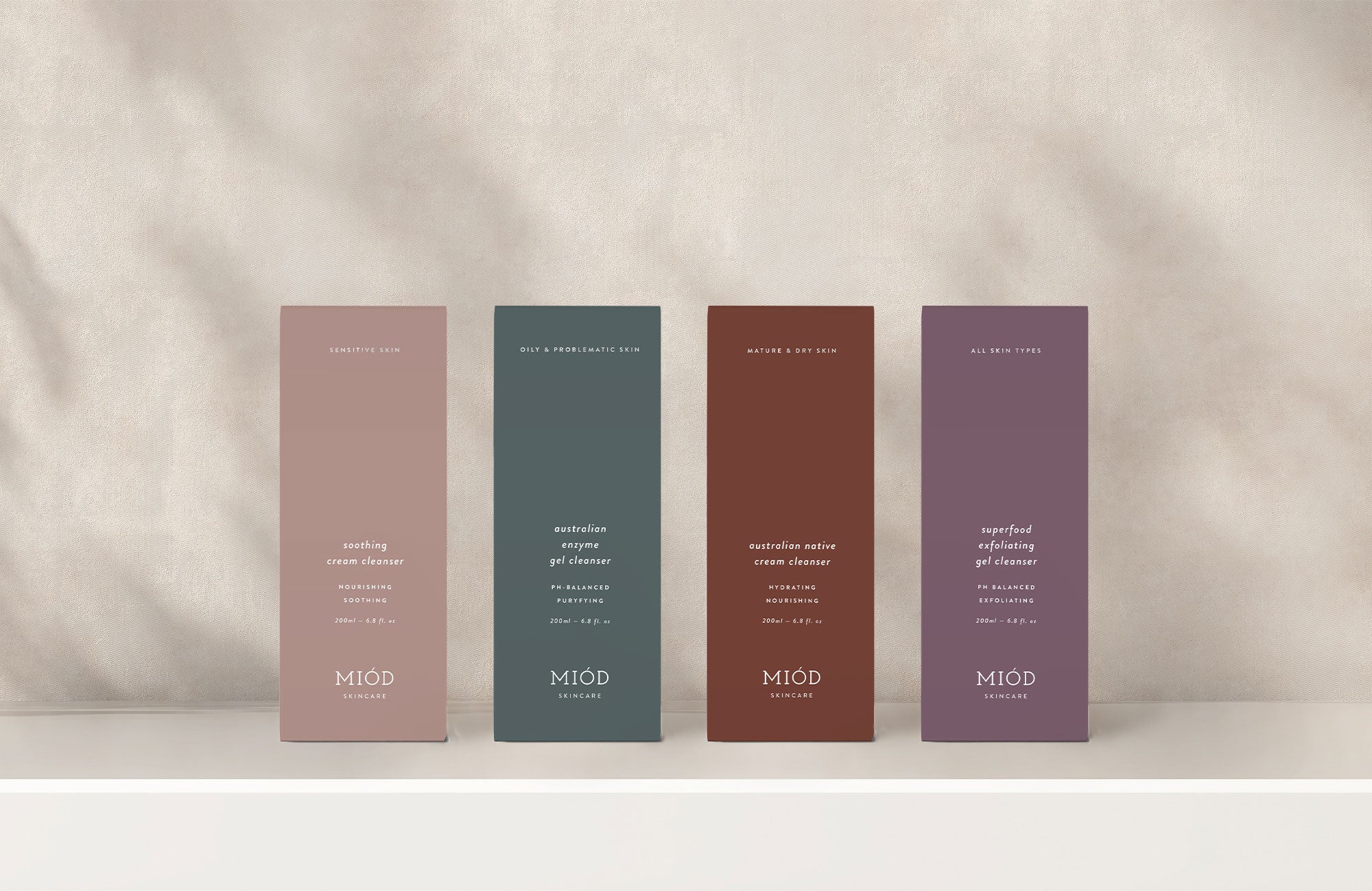 Karolina Król Studio minimalist sustainable packaging design for Miód Skincare cleanser range