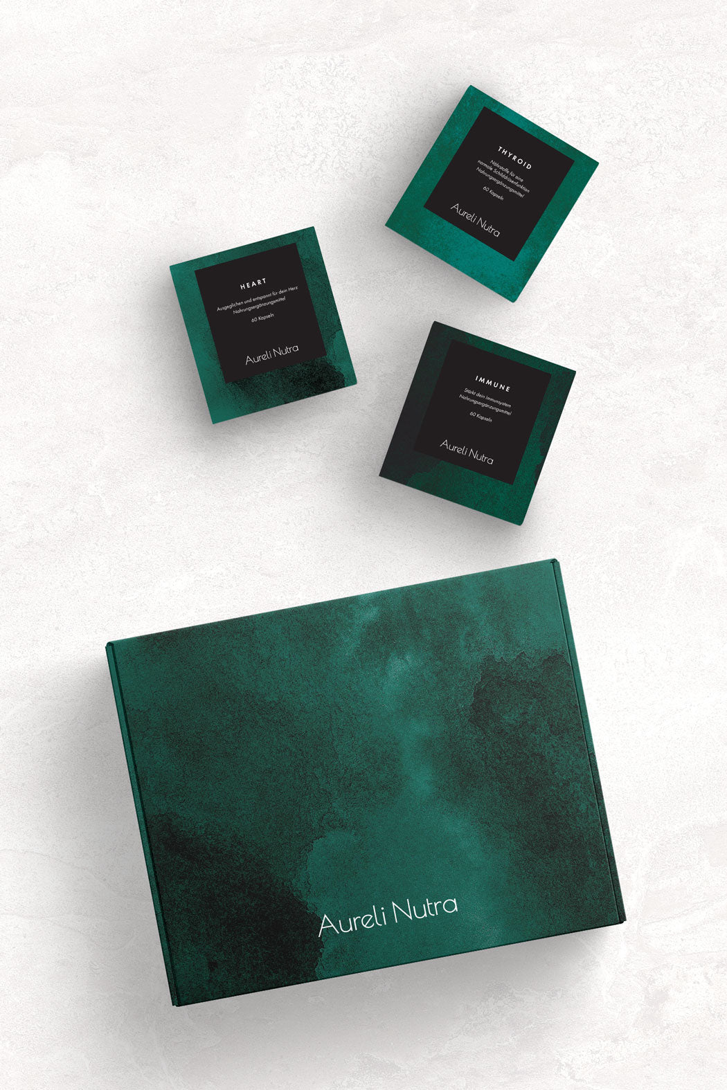 karolina krol studio aureli nutra supplements natural branding packaging design shipping box
