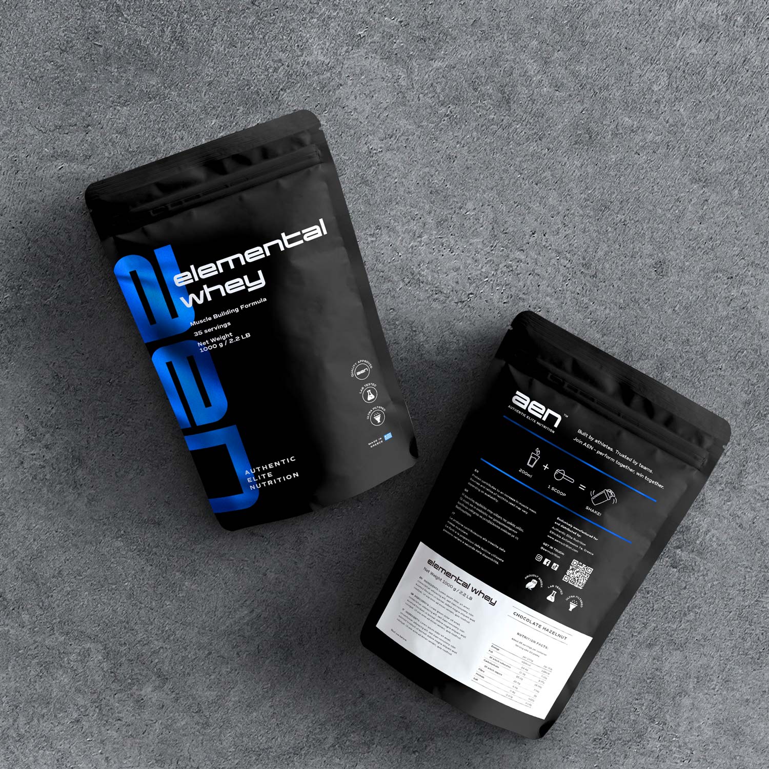 karolina krol studio authentic elite nutrition minimalist elegant sports supplement brand identity pouch packaging design

