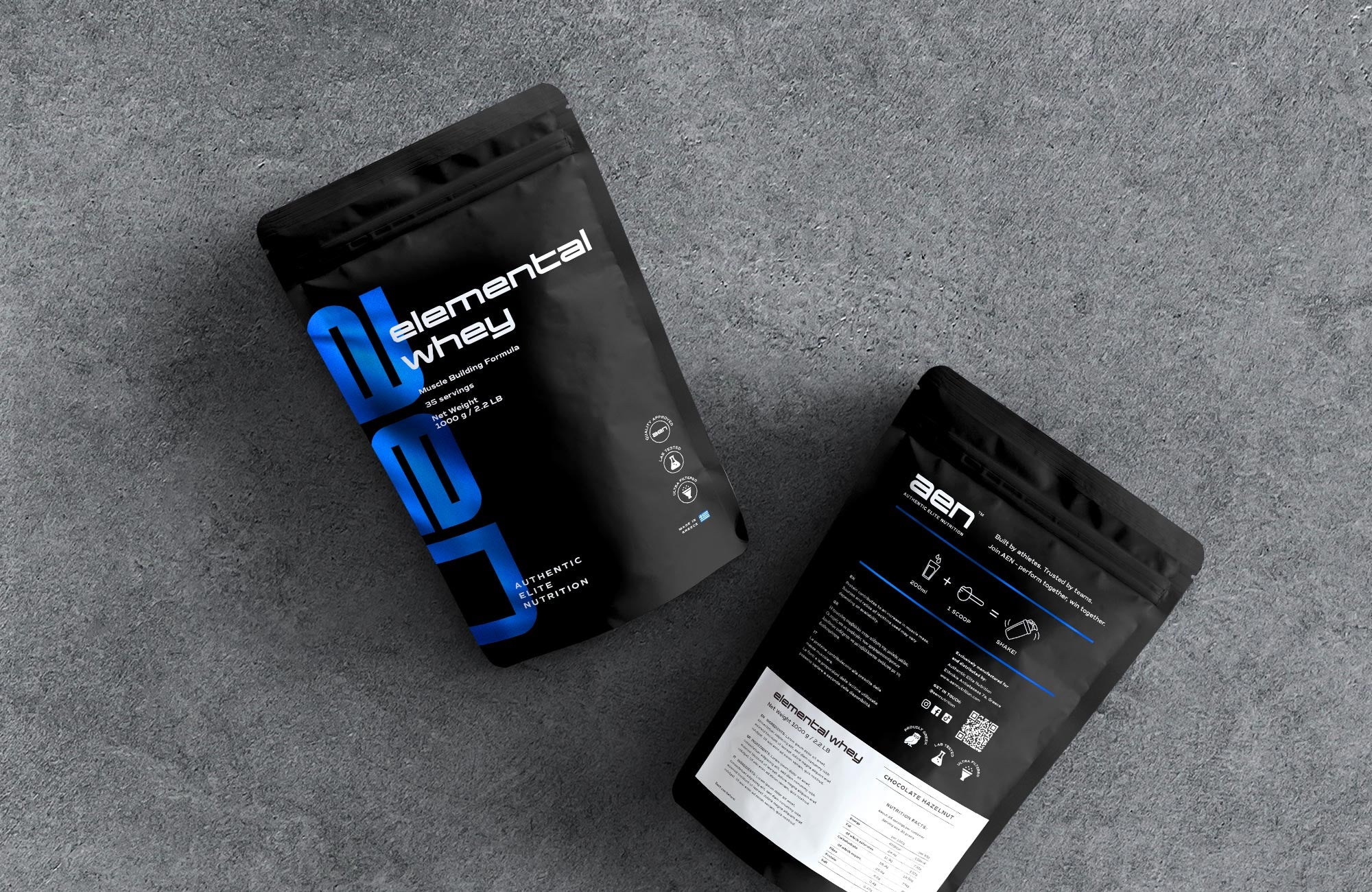 karolina krol studio authentic elite nutrition whey minimalist elegant branding pouch packaging design
