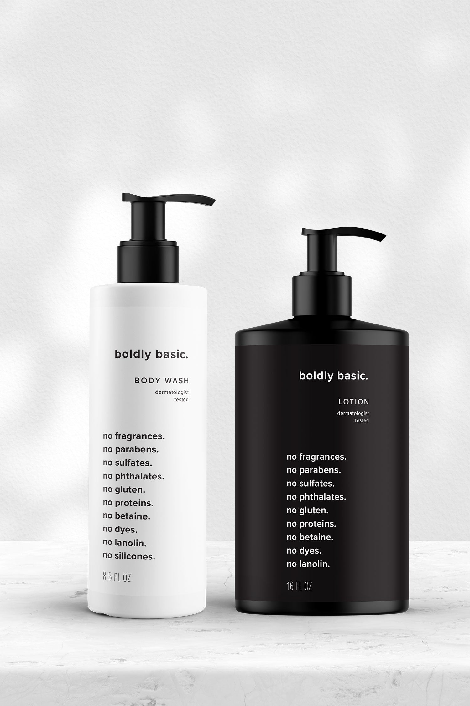 karolina krol studio boldly basic minimalist fragrance free no toxins lotion body wash sustainable brand packaging design
