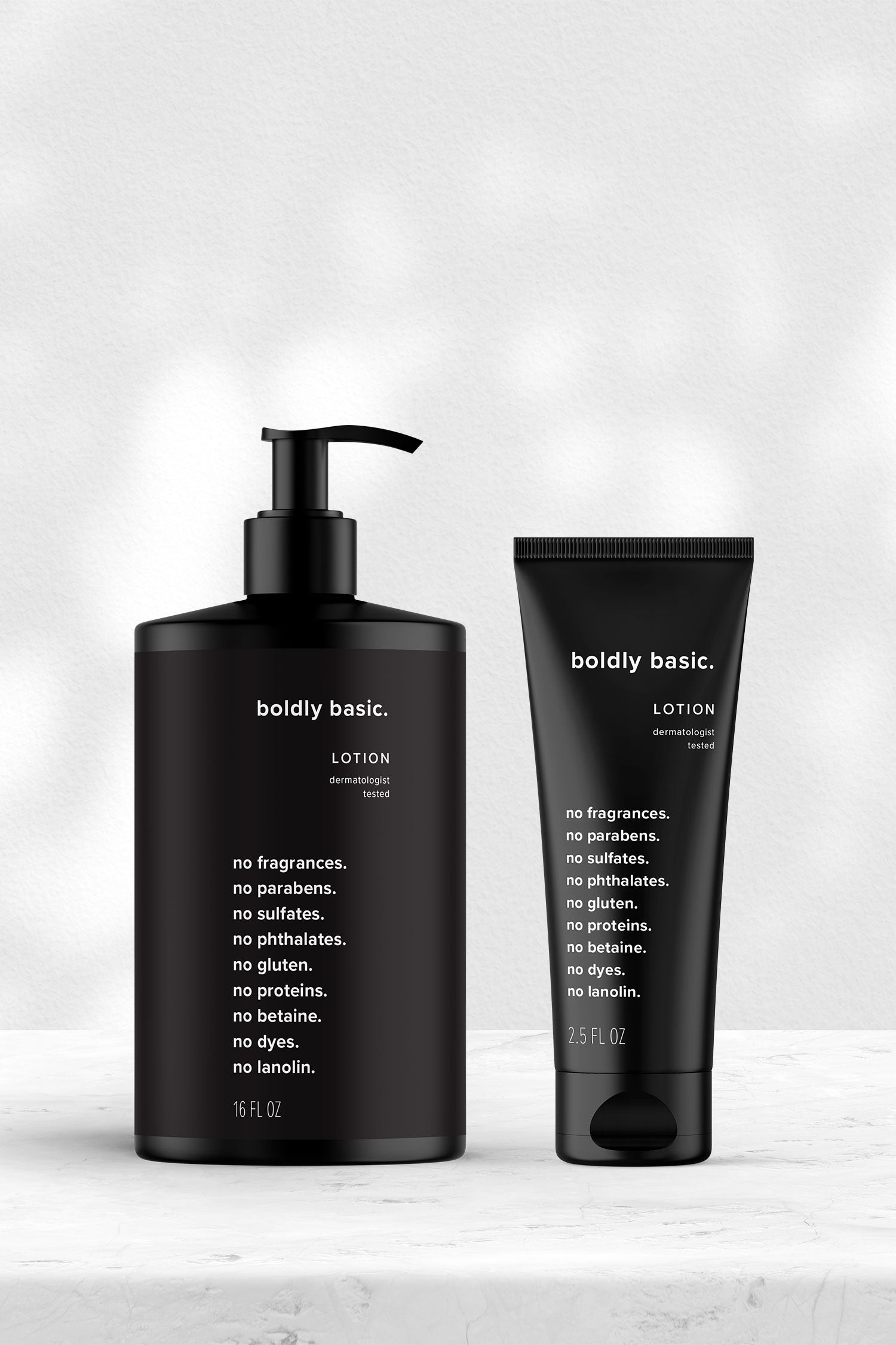 karolina krol studio boldly basic minimalist fragrance free no toxins lotion sizes sustainable brand packaging design
