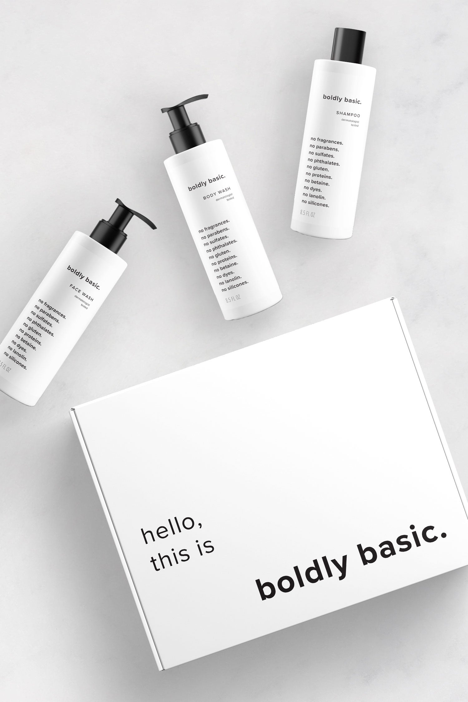 karolina krol studio boldly basic skin care simple branding packaging design shipping box
