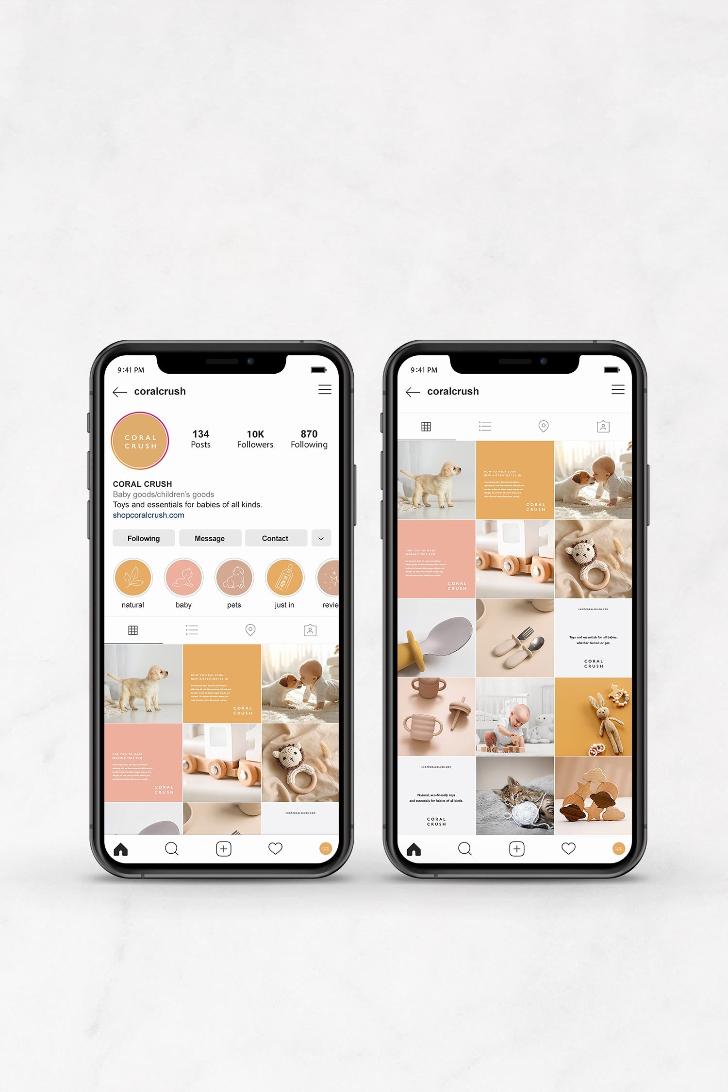 karolina krol studio coral crush instagram social media design natural sustainable eco friendly toys for babies pets
