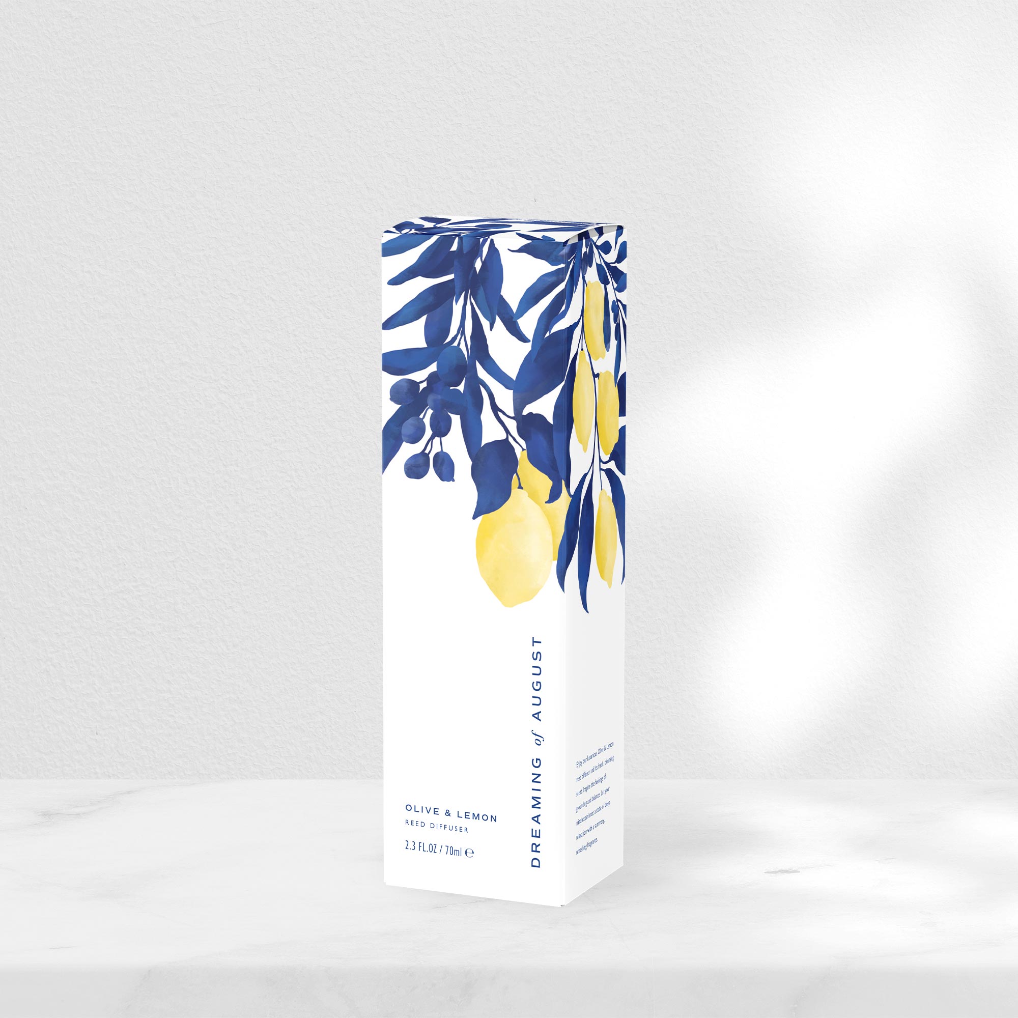 karolina krol studio dreaming of august reed diffuser brand identity packaging design natural sustainable greek scent olive oil lemon
