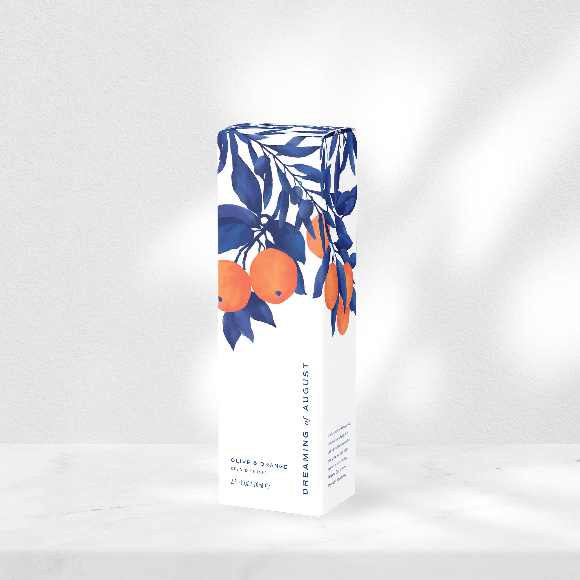 karolina krol studio dreaming of august reed diffuser brand identity packaging design natural sustainable greek scent olive oil orange
