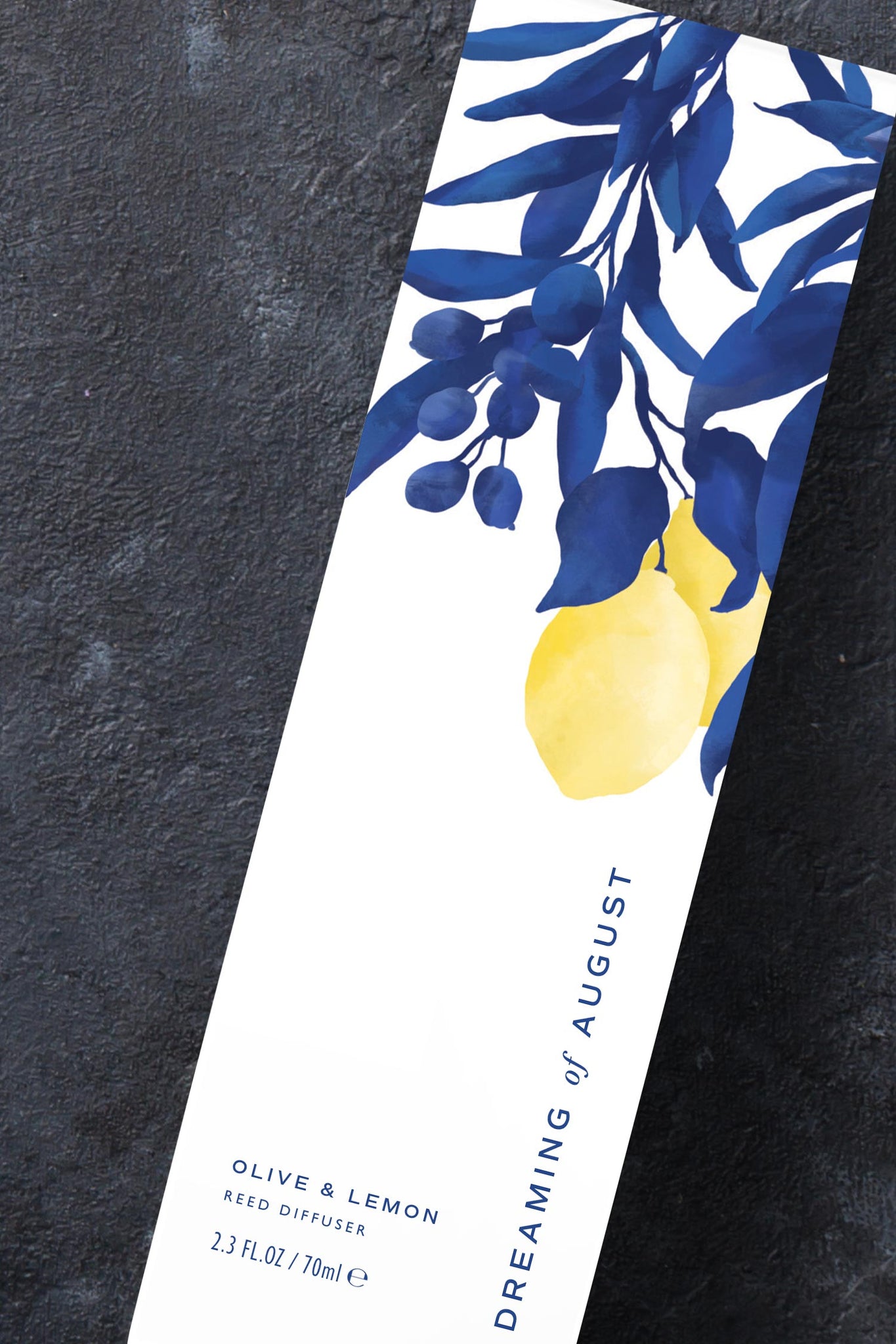 karolina krol studio dreaming of august reed diffuser branding custom illustrated packaging design natural sustainable organic lemon scent
