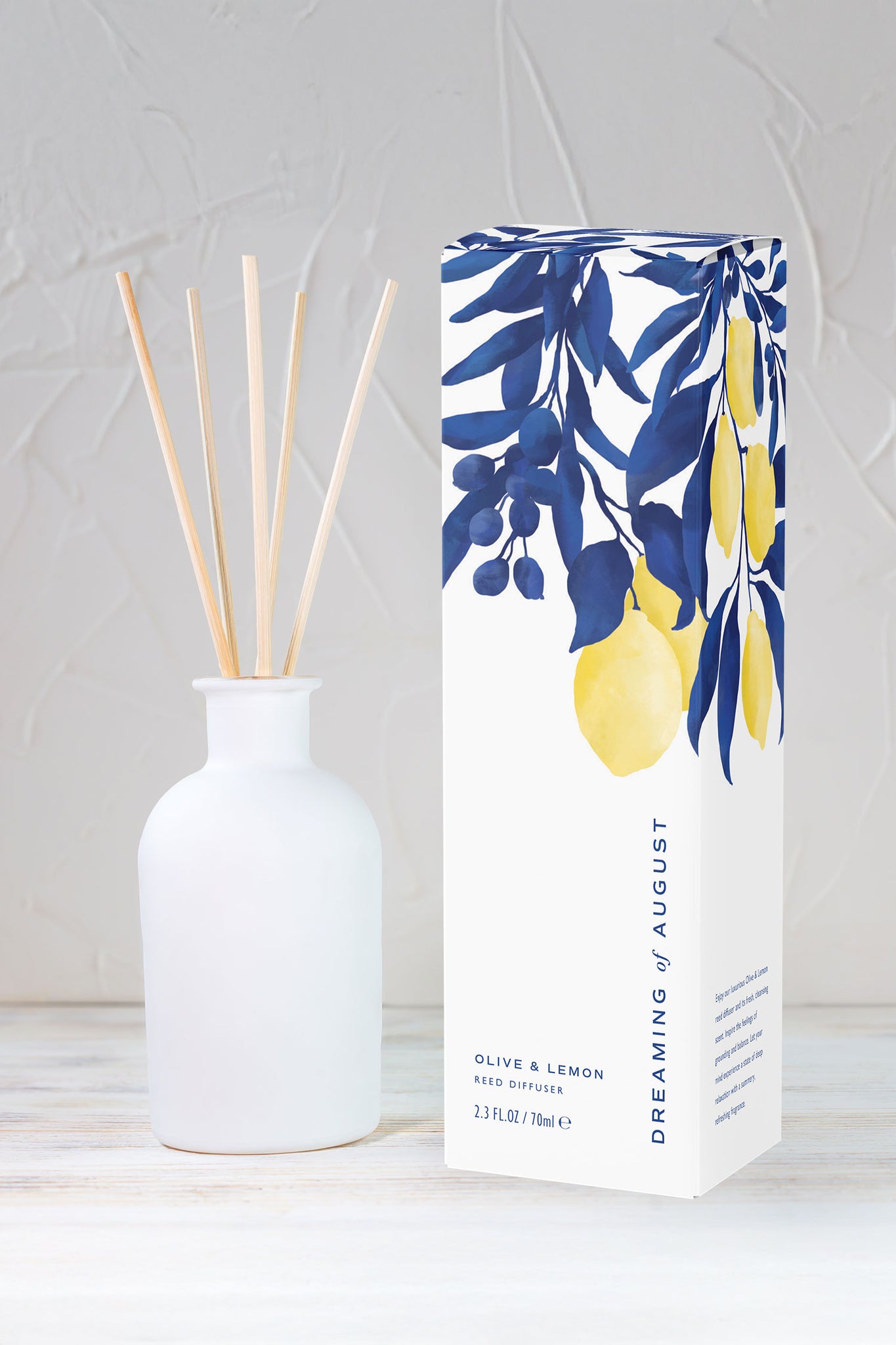 karolina krol studio dreaming of august reed diffuser branding packaging design minimalist natural sustainable organic lemon scent
