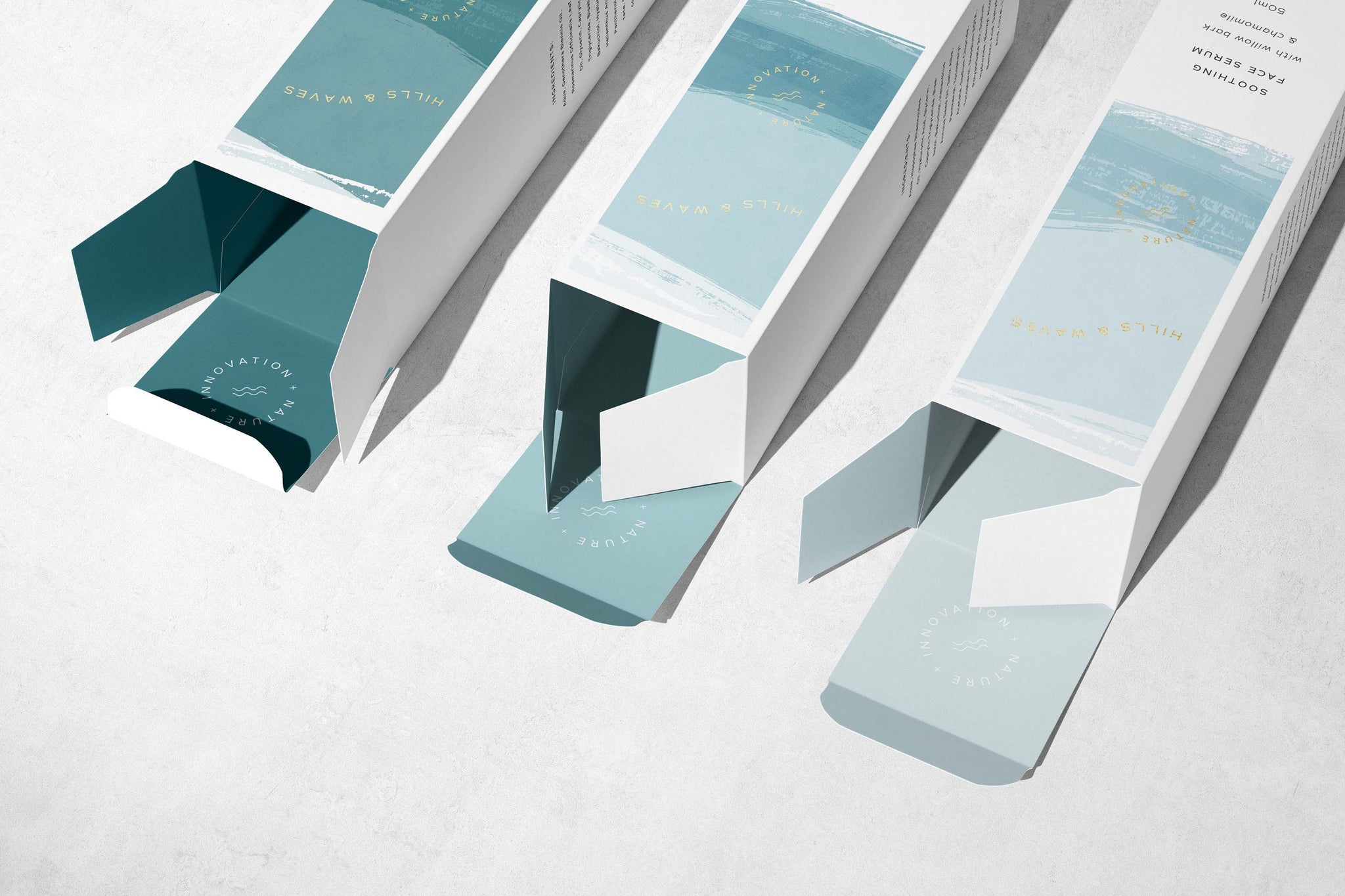 Karolina Król Studio Hills & Waves minimalist brand identity and sustainable packaging design for sustainable face serum