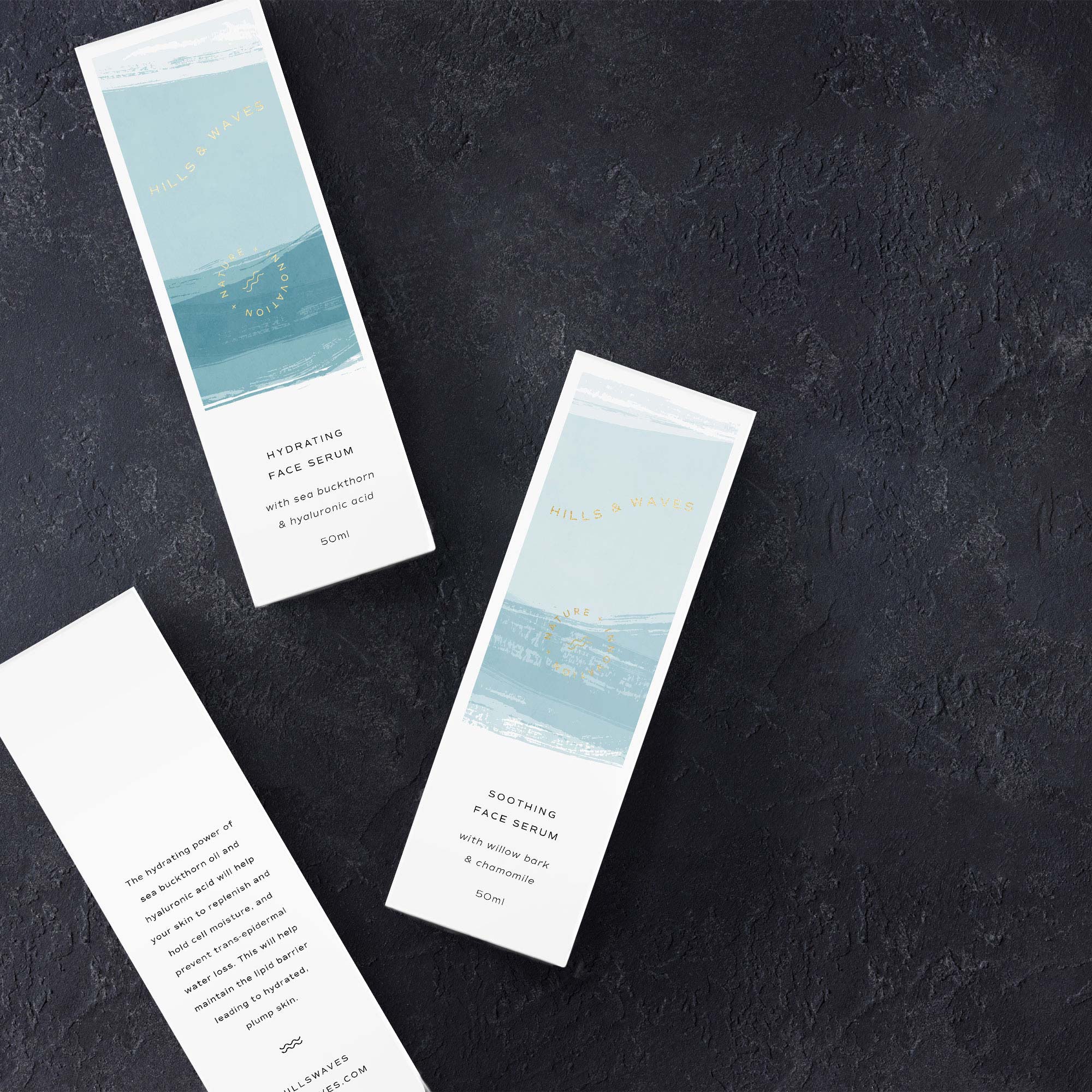 Karolina Król Studio Hills & Waves simple branding and sustainable packaging design for a sea moss minerals cosmetic line
