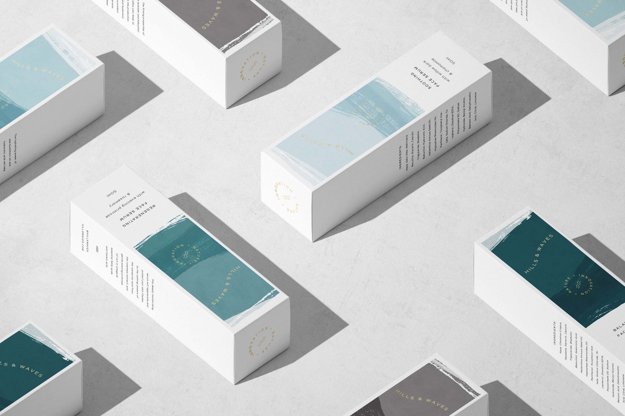 Karolina Król Studio Hills & Waves simple elegant identity and sustainable packaging design for sea botanicals minerals
