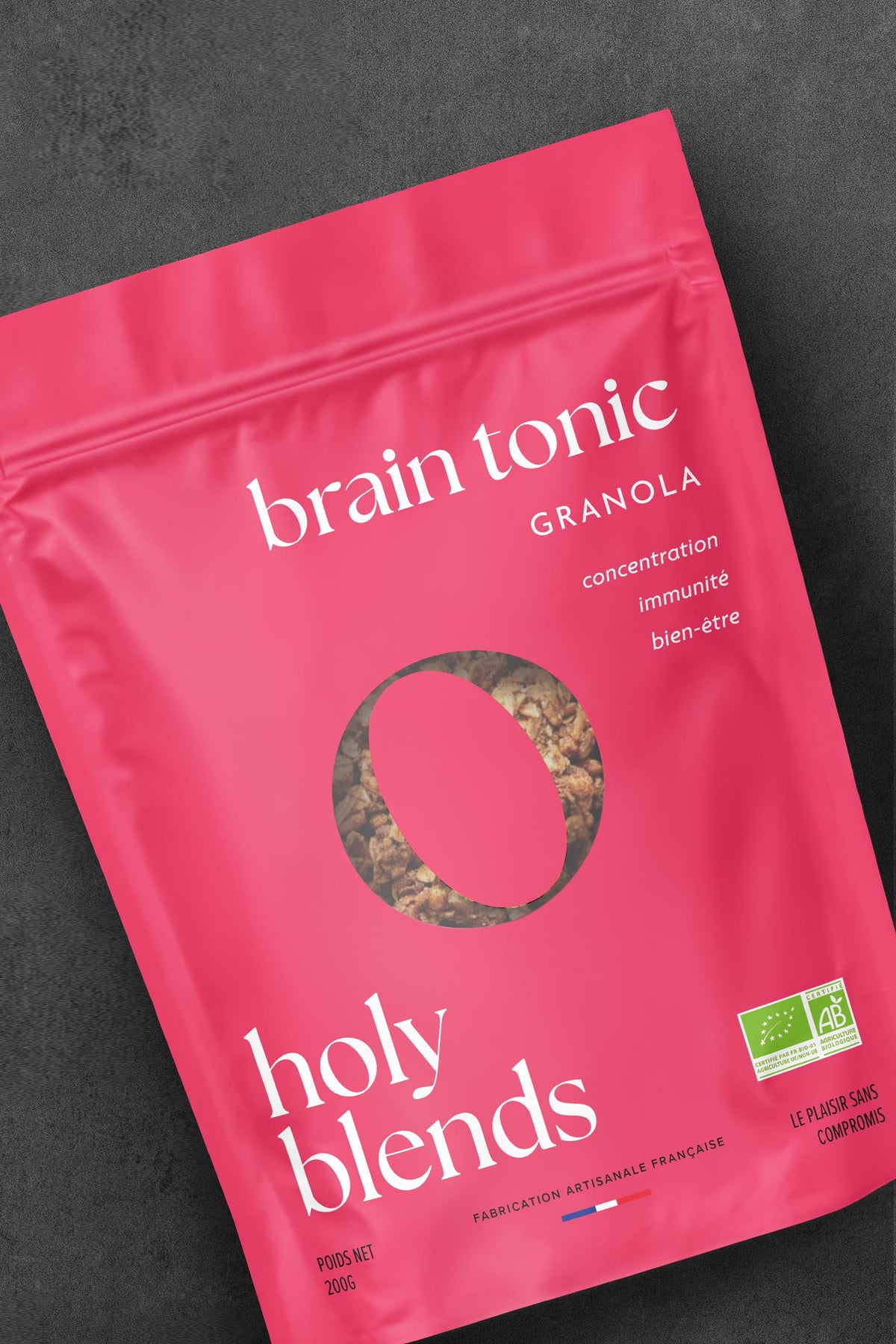 karolina krol studio holy blends brain tonic sustainable organic granola minimalist branding colourful packaging design
