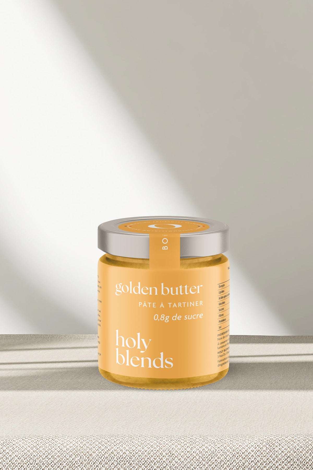 karolina krol studio holy blends golden butter sustainable nut butter minimalist branding colourful packaging design

