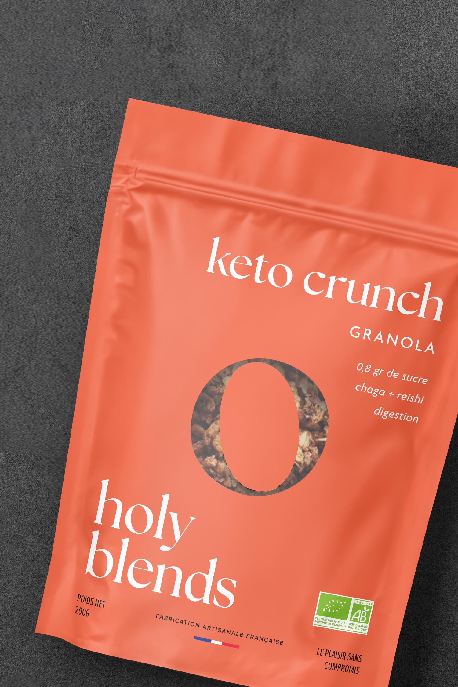 karolina krol studio holy blends keto crunch sustainable organic granola minimalist branding colourful packaging design
