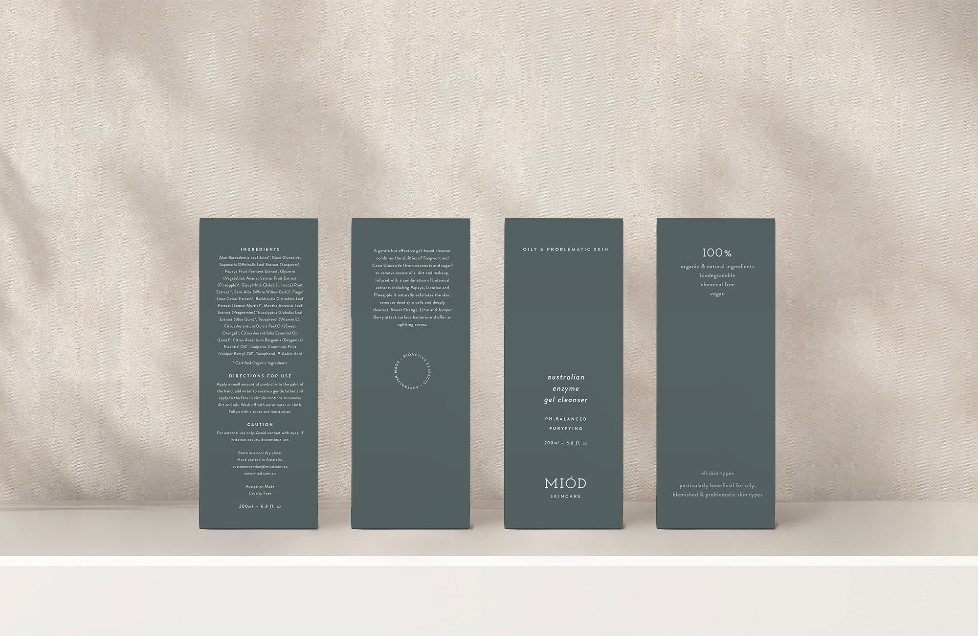 Karolina Król Studio minimalist sustainable packaging design for Australian enzyme gel cleanser