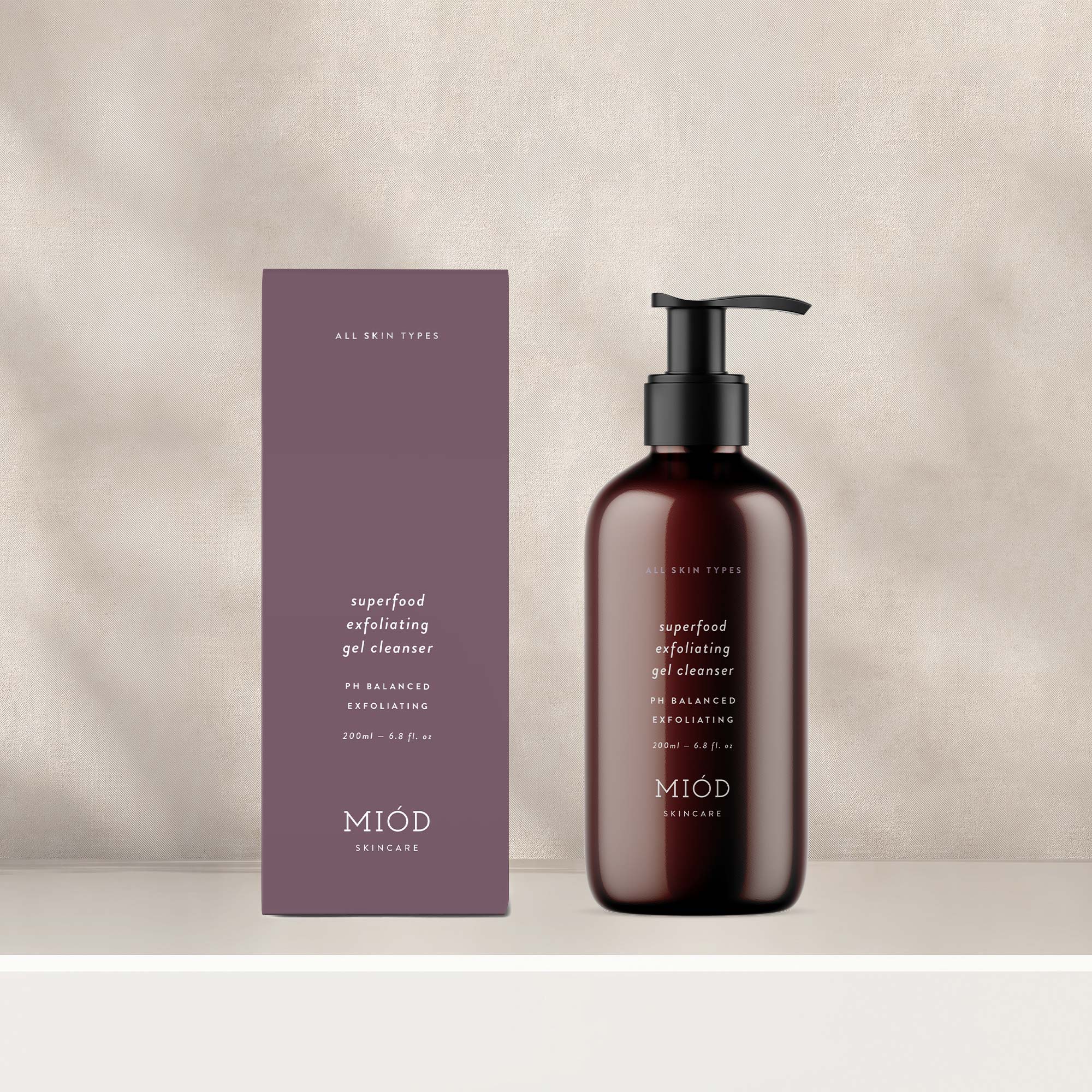 Karolina Król Studio minimalist sustainable packaging design for superfood exfoliating gel cleanser