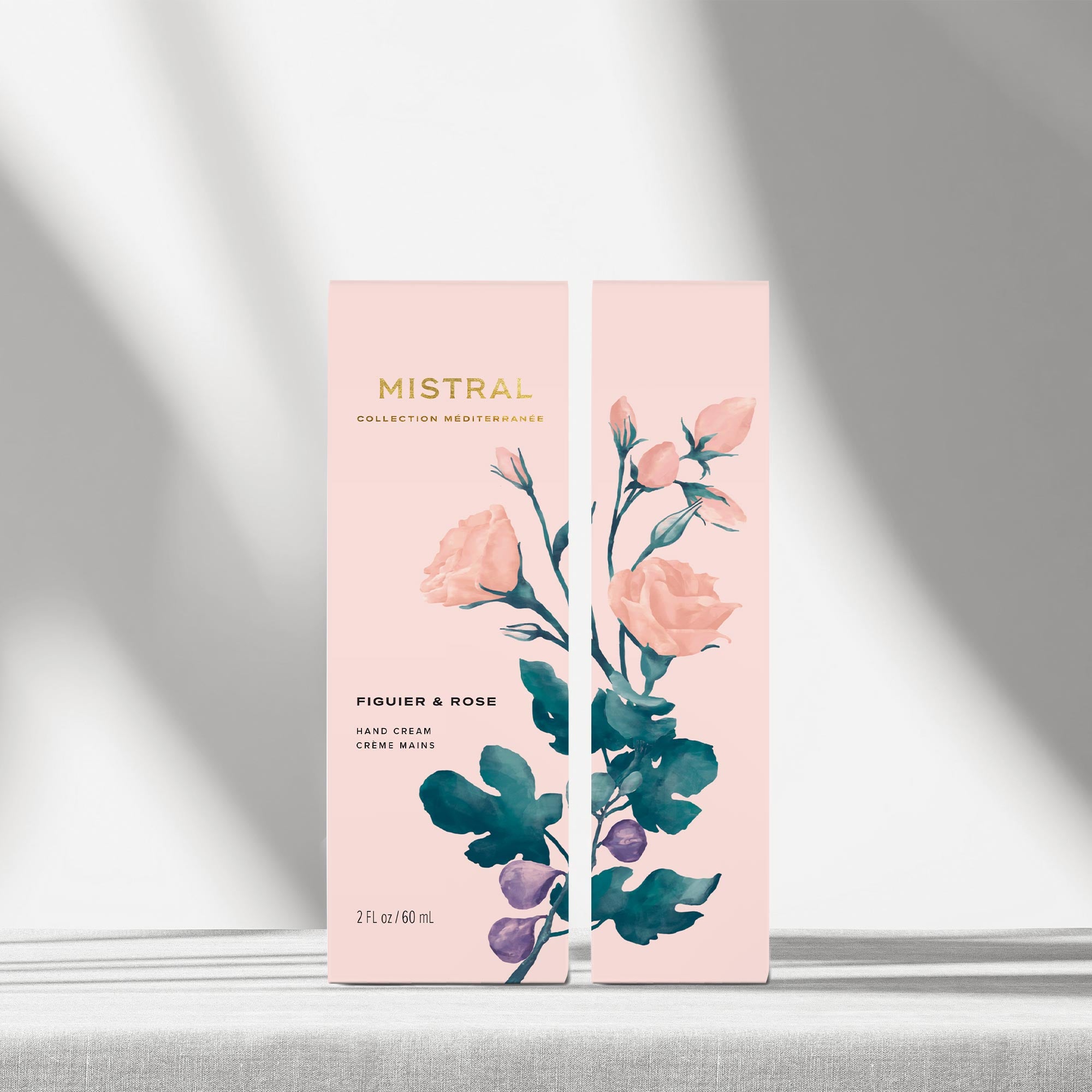 karolina krol studio mistral hand cream custom illustrated natural packaging design fig rose box front
