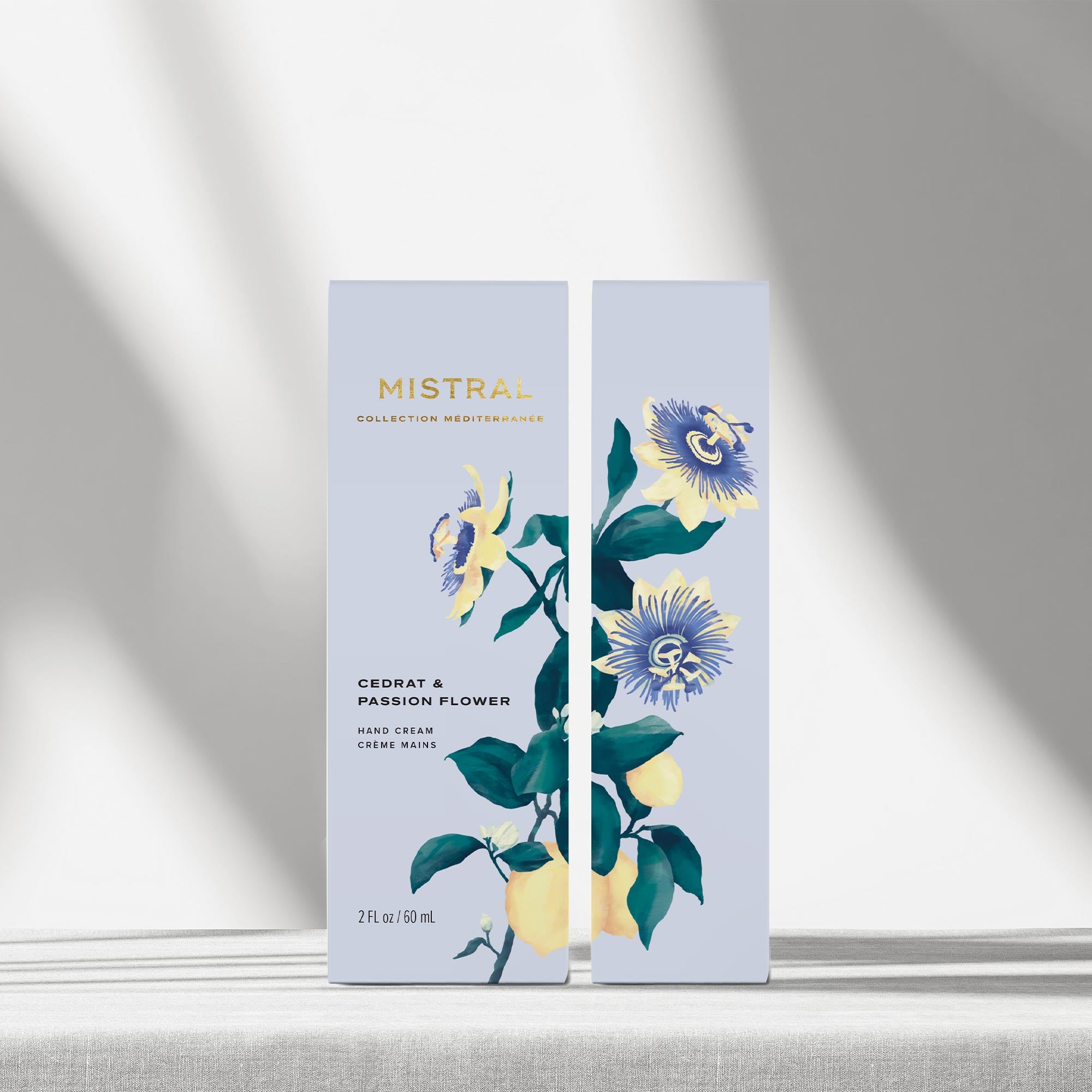 karolina krol studio mistral hand cream elegant minimalist packaging design cedrat passion flower box front
