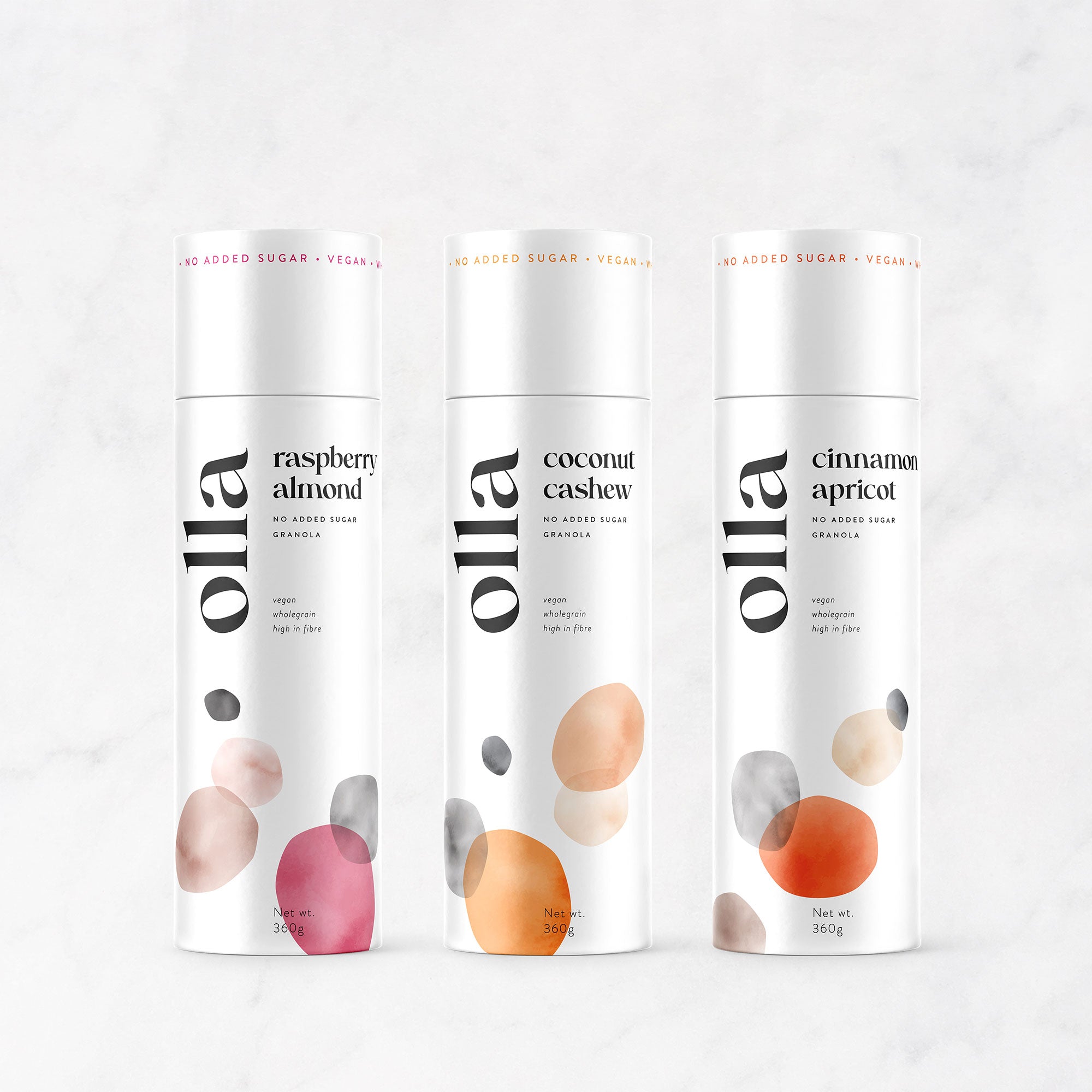 Karolina Król Studio Olla Granola minimalist custom illustrated branding and packaging design for no sugar added granola 