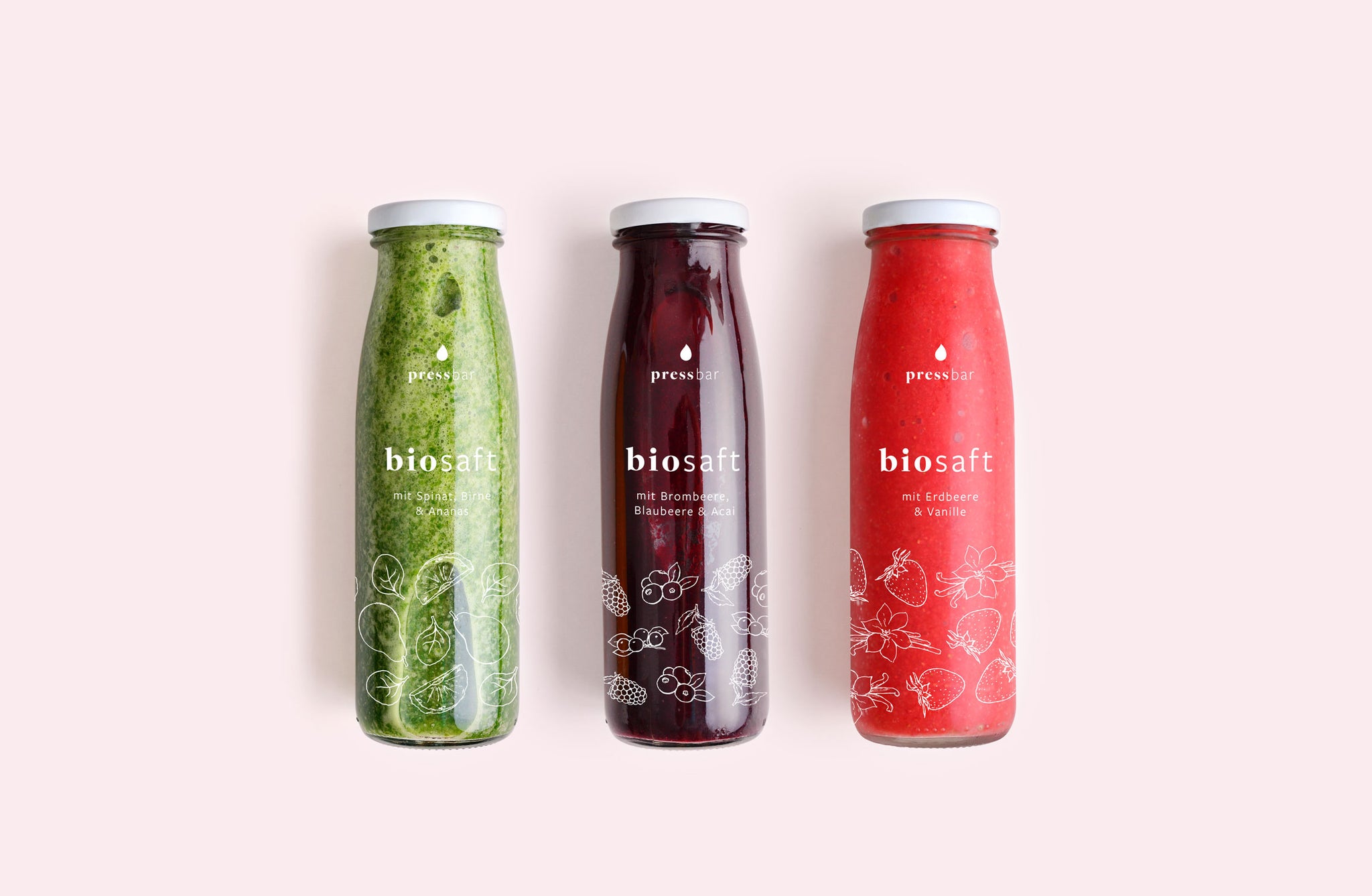 karolina krol studio pressbar organic cold pressed juices brand identity minimalist custom bottle packaging design