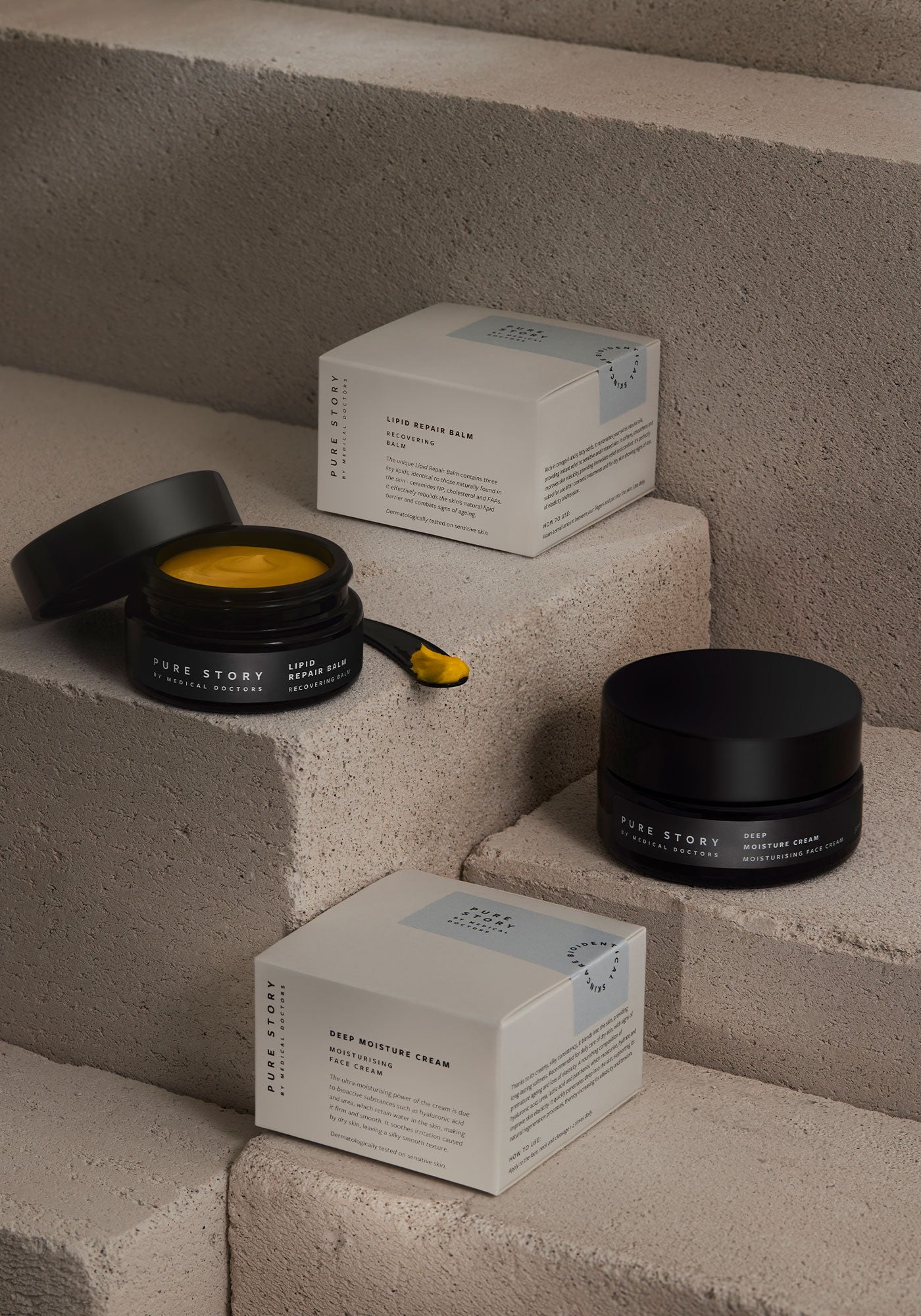 karolina krol studio pure story by medical doctors sustainable dermatological skincare minimalist brand identity simple packaging design