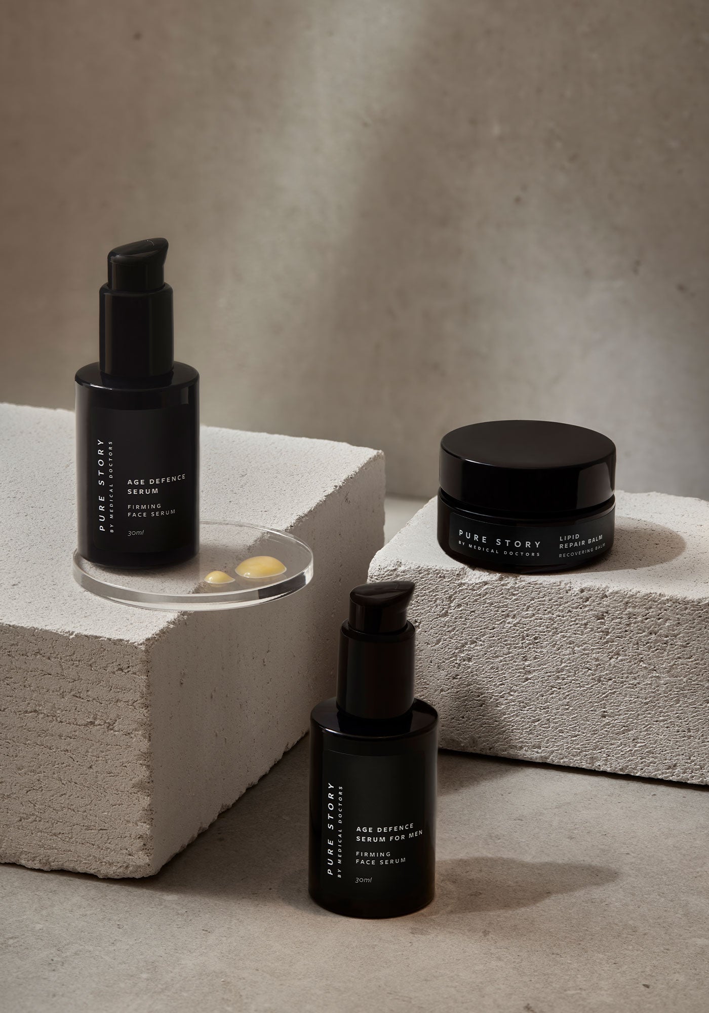 karolina krol studio pure story sustainable bioidentical cosmetics minimalist brand identity miron glass packaging
