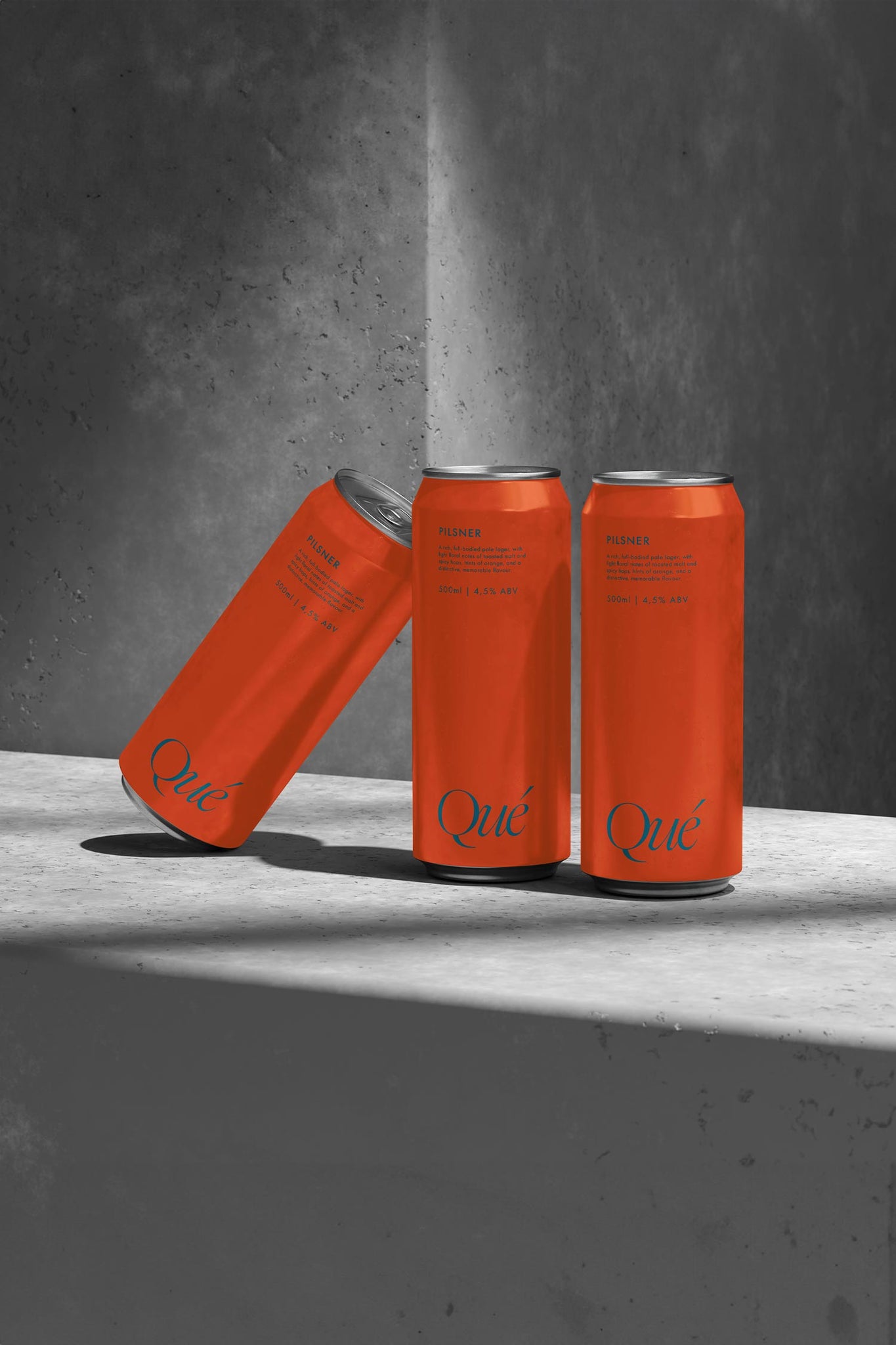 karolina krol studio que que sustainable brewery beer simple bold orange minimalist branding can packaging design