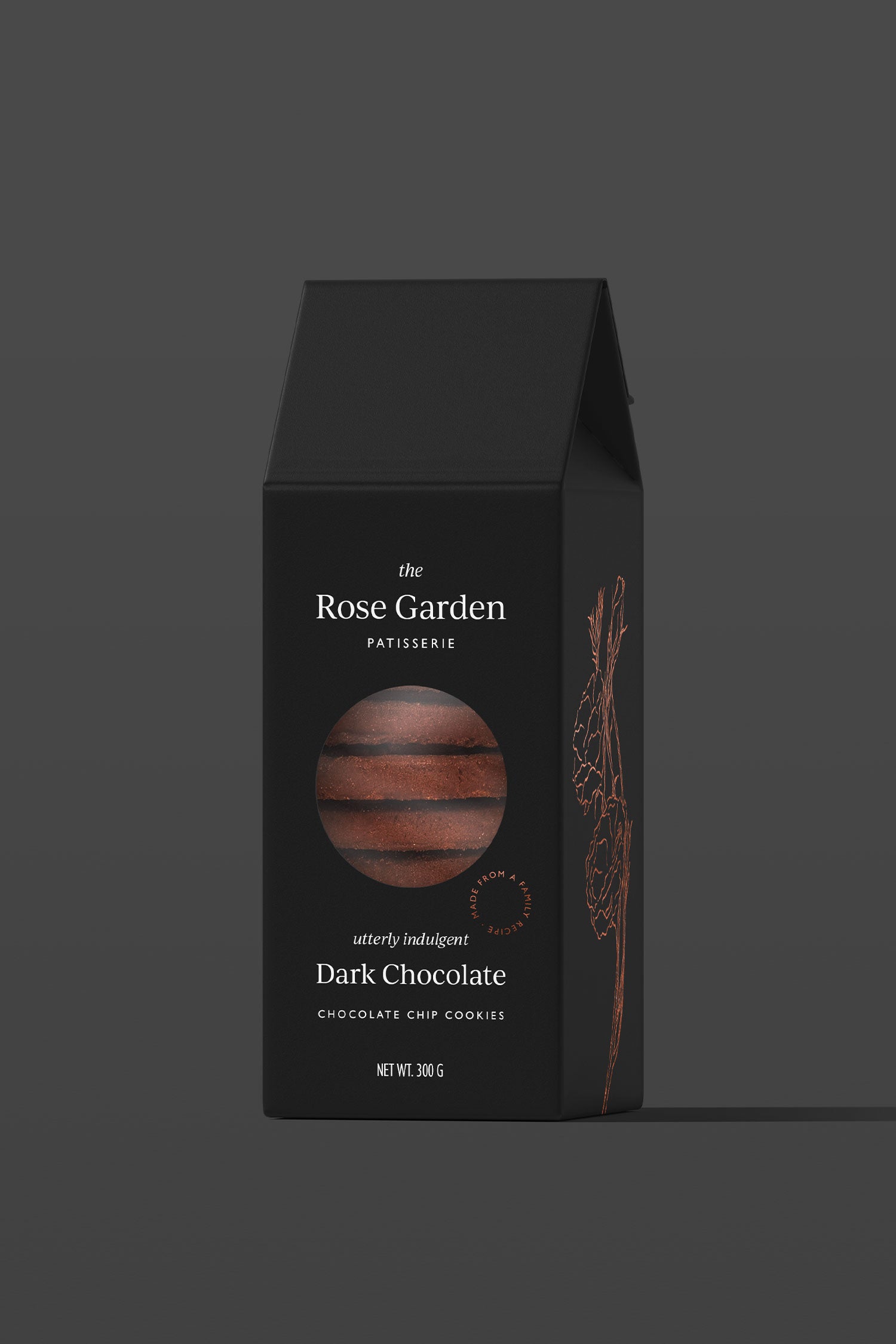 karolina krol studio the rose garden patissery branding packaging design luxurious dark chocolate cookies
