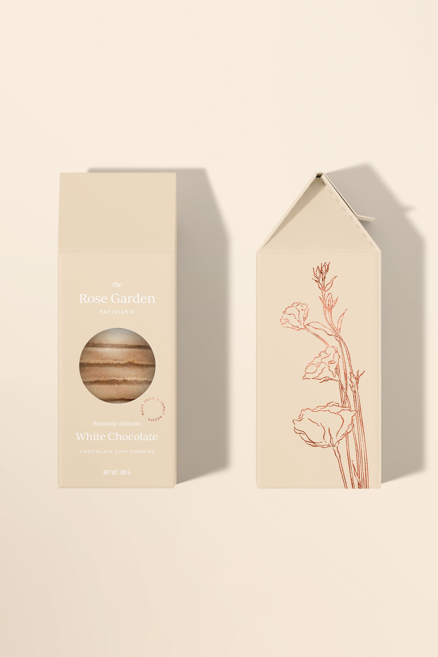 karolina krol studio the rose garden patissery minimalist elegant branding packaging design luxurious white chocolate cookies

