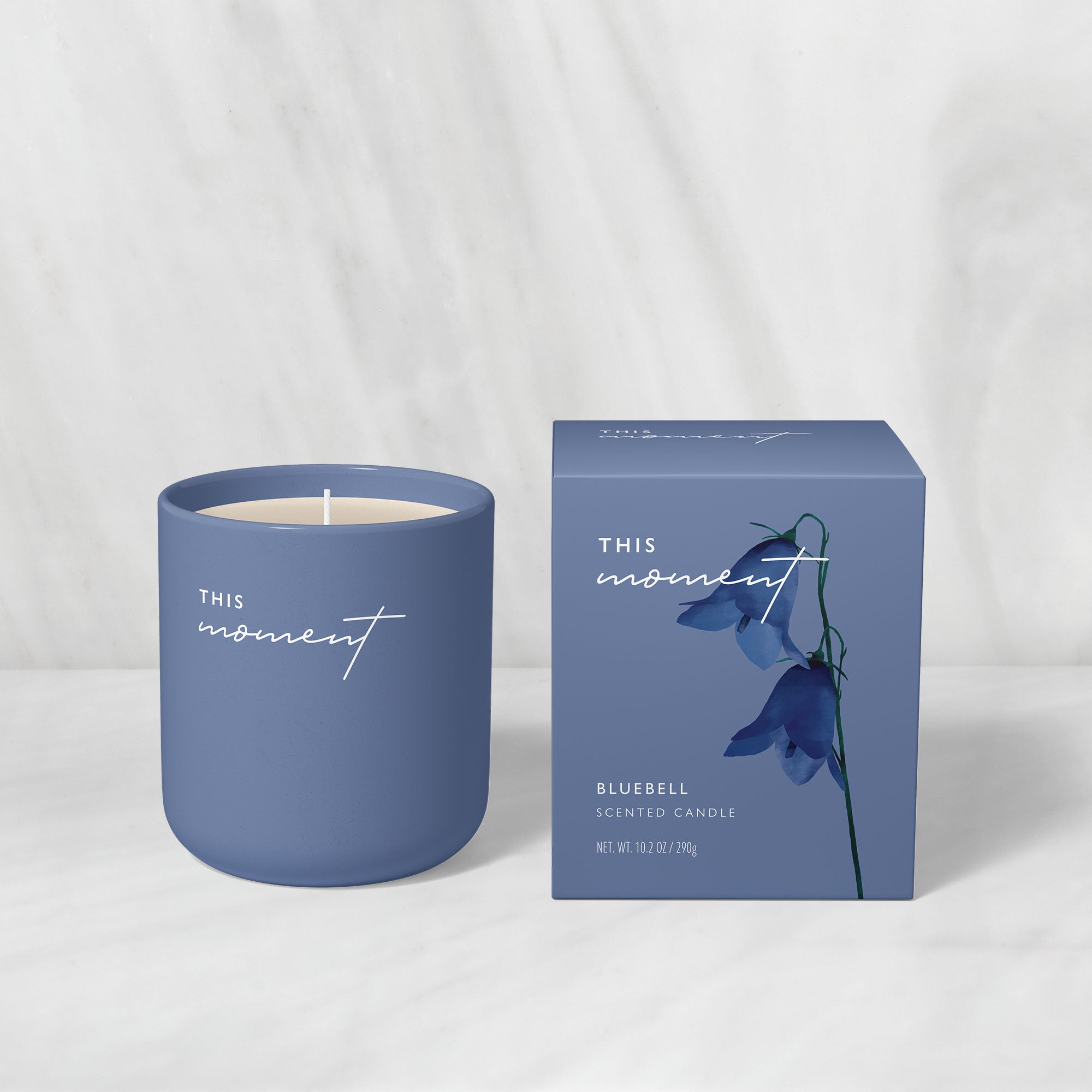 karolina krol studio this moment candle bluebell natural sustainable soy hand poured minimalist branding packaging design
