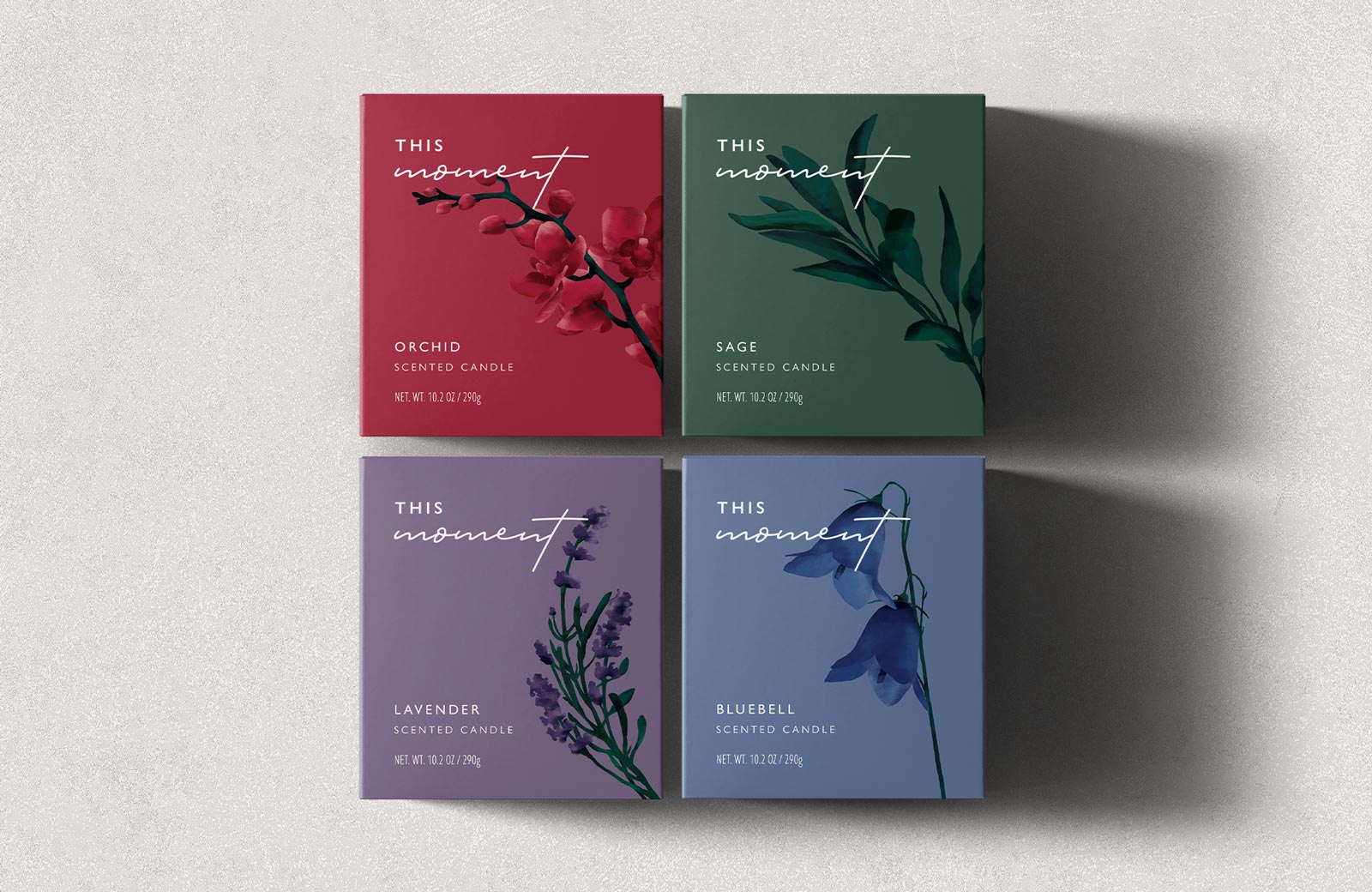 karolina krol studio this moment candle natural eco friendly soy small batch hand poured minimalist branding custom illustrated watercolour packaging design
