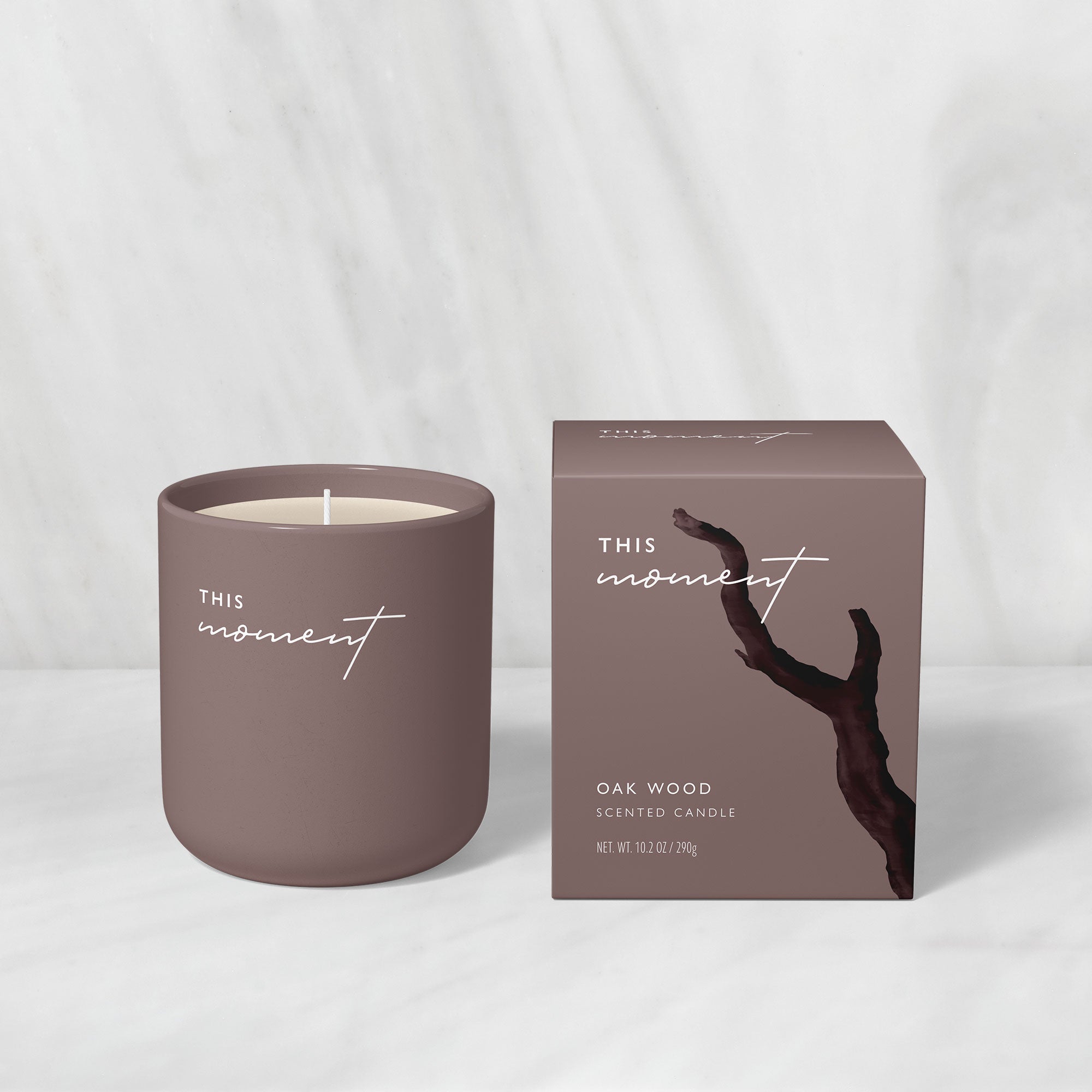 karolina krol studio this moment candle oak natural sustainable soy hand poured minimalist branding custom illustrated packaging design

