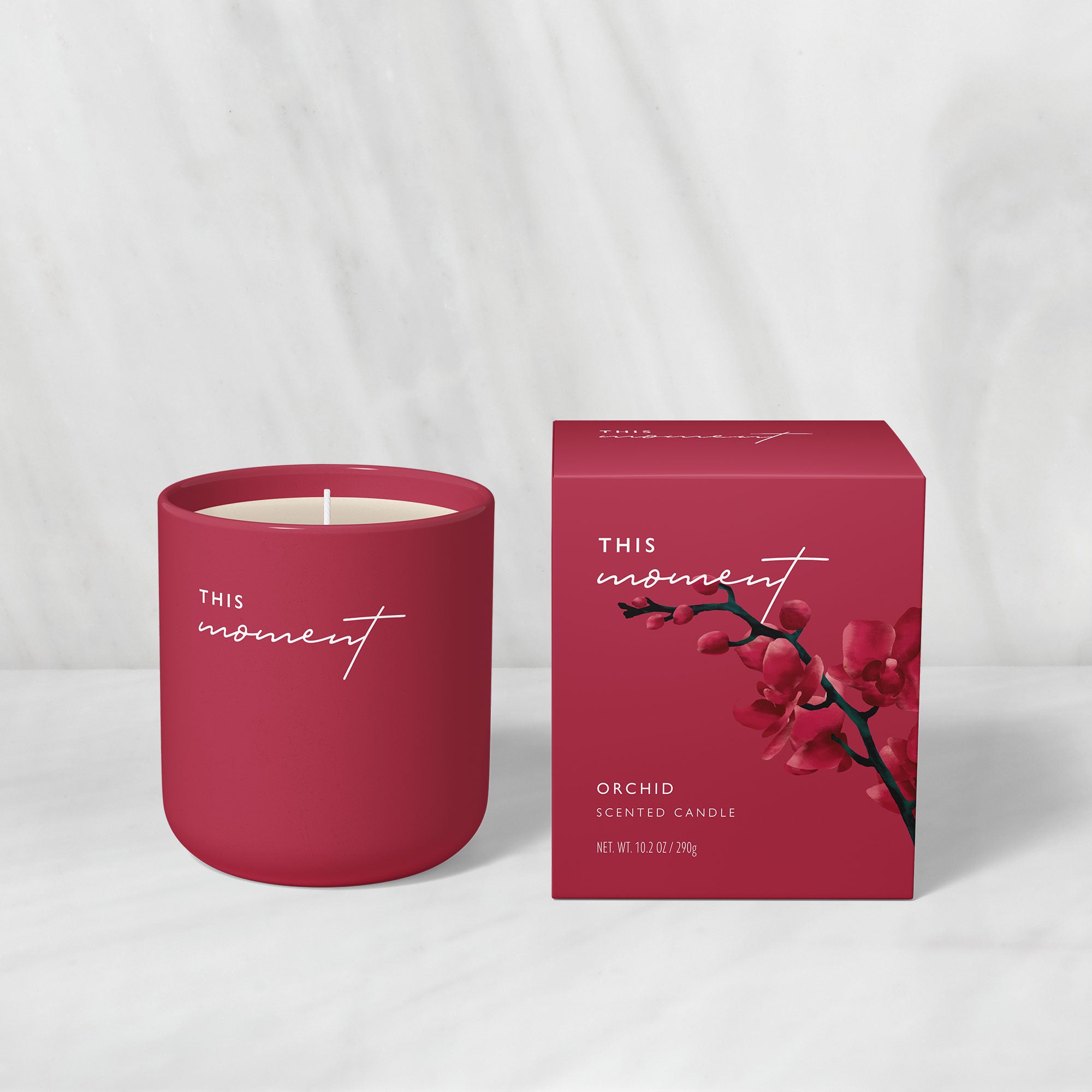 karolina krol studio this moment candle orchid natural sustainable soy hand poured minimalist branding watercolour packaging design
