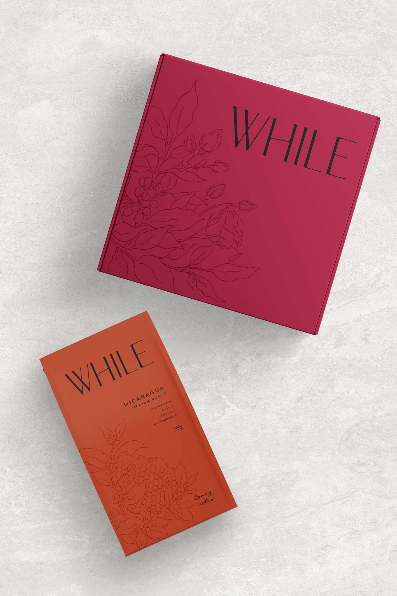 karolina krol studio while coffee organic branding packaging design shipping box
