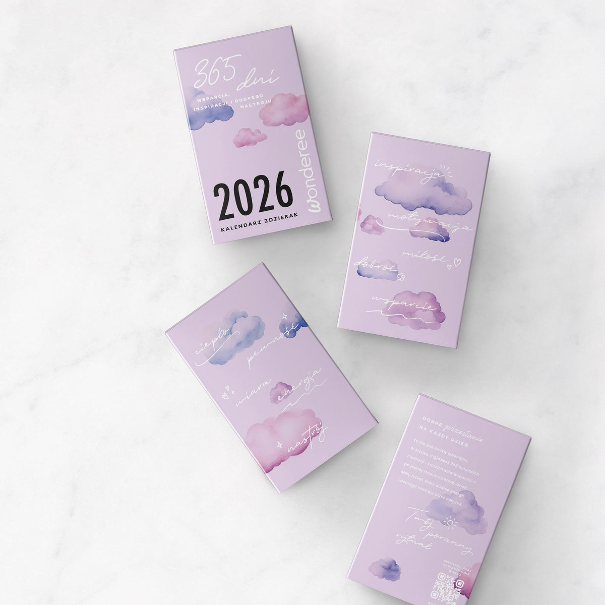 karolina krol studio wonderee calendar delicate watercolor clouds packaging design box

