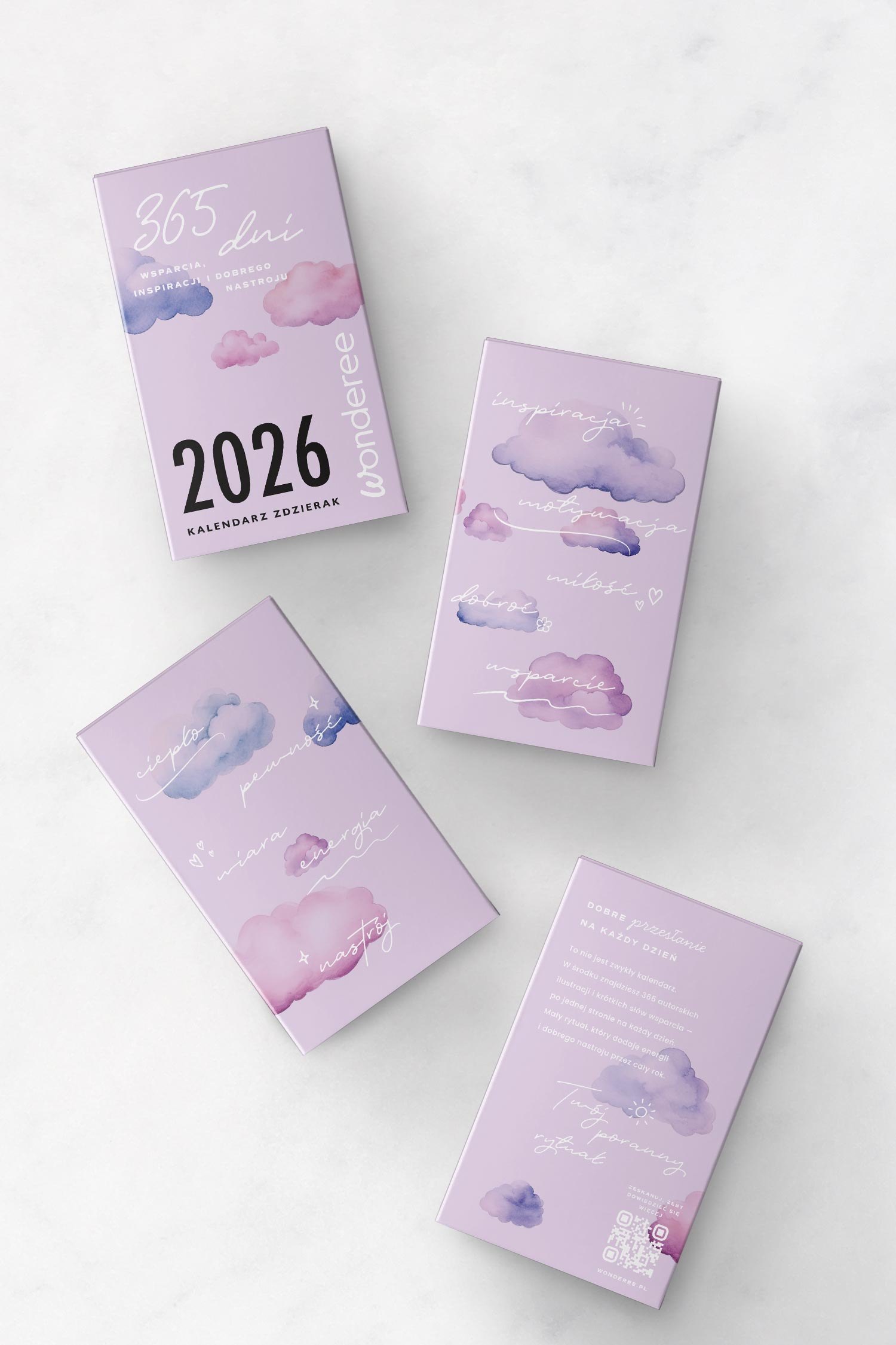 karolina krol studio wonderee calendar watercolor clouds packaging design box all sides
