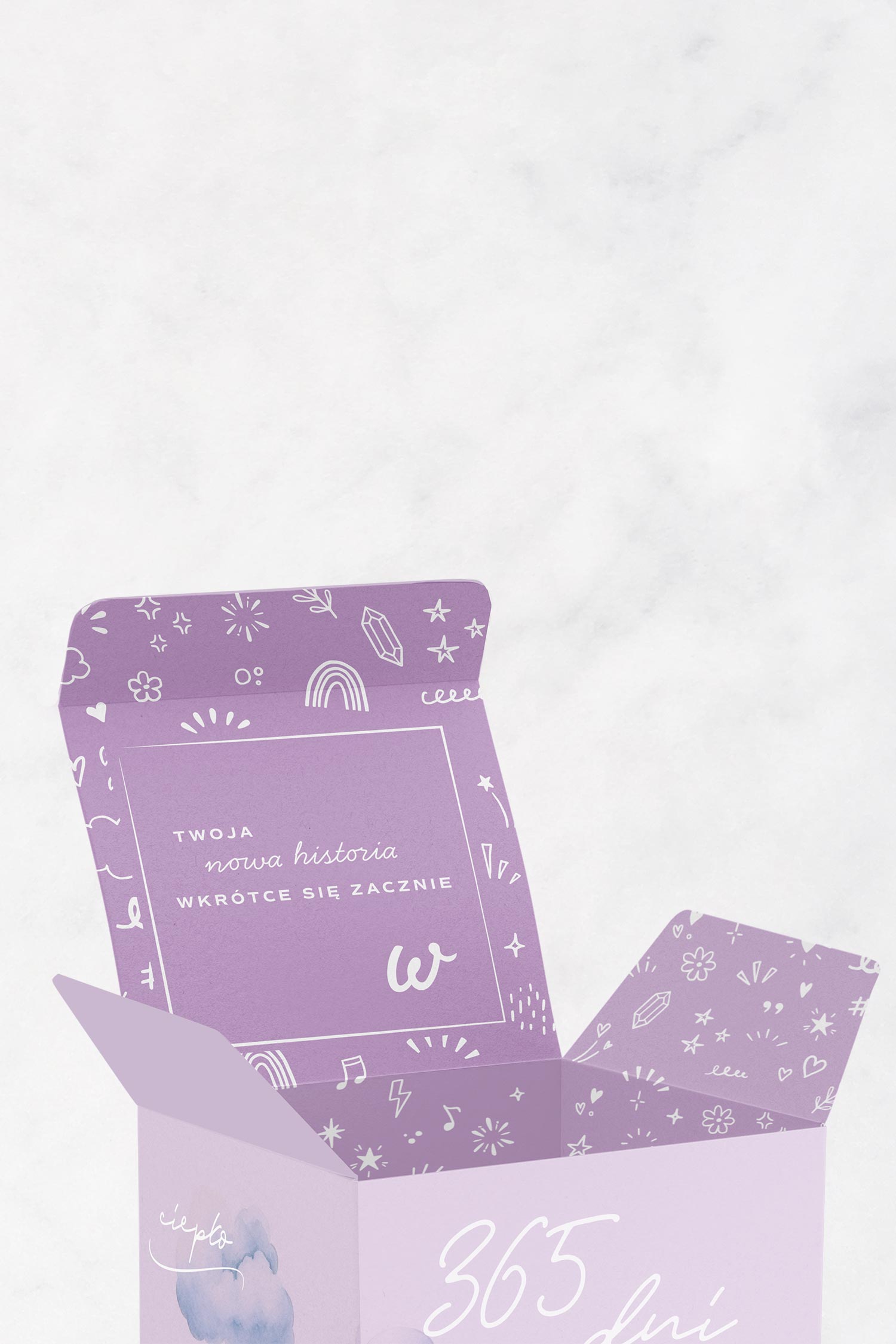 karolina krol studio wonderee calendar watercolor clouds packaging design box inside
