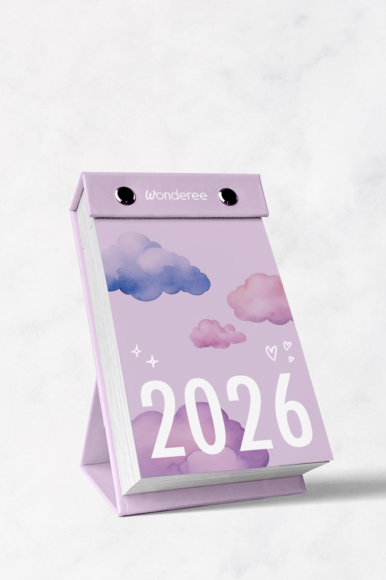 karolina krol studio wonderee calendar watercolor clouds packaging design stand

