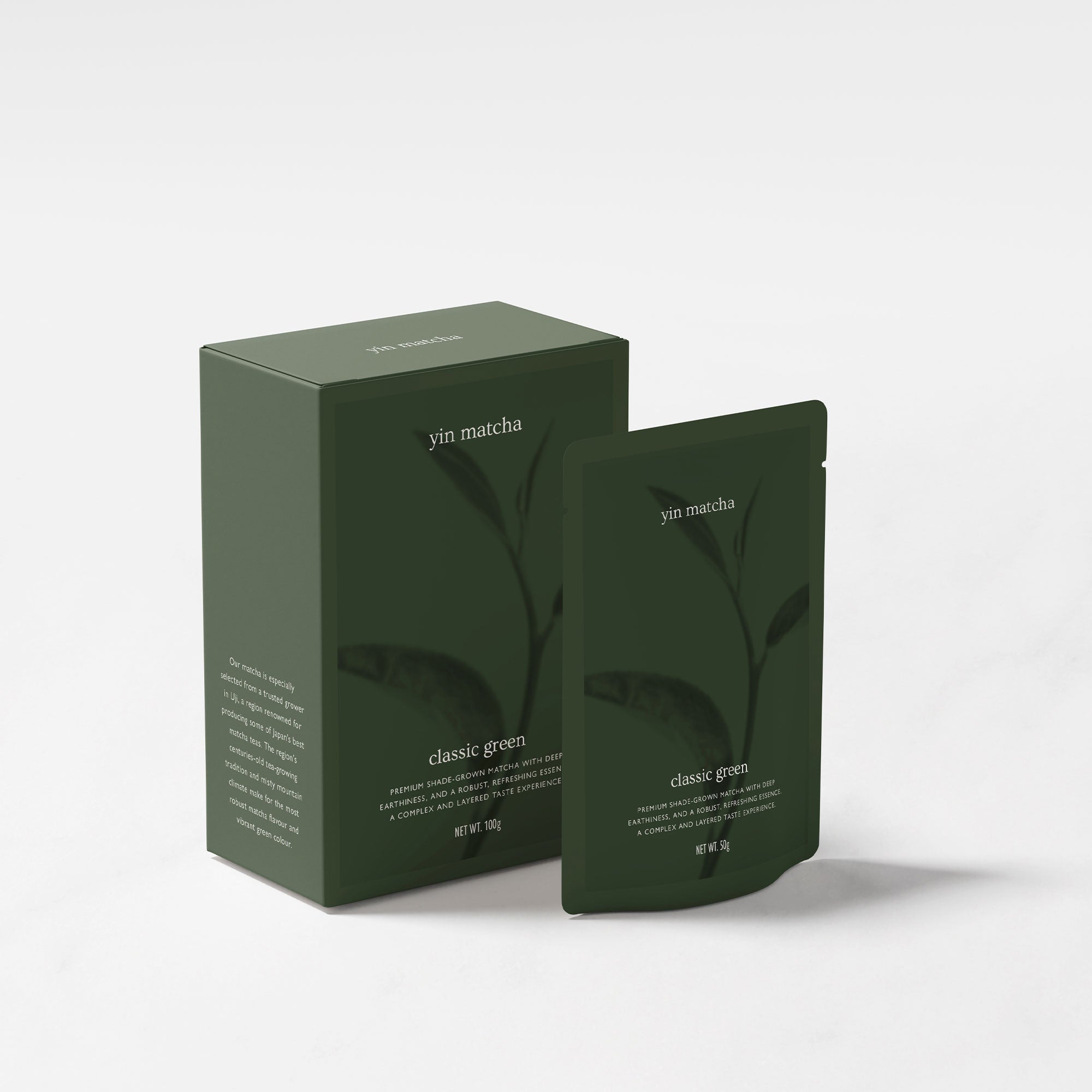 karolina krol studio yin matcha shade grown classic pure green tea organic branding packaging design
