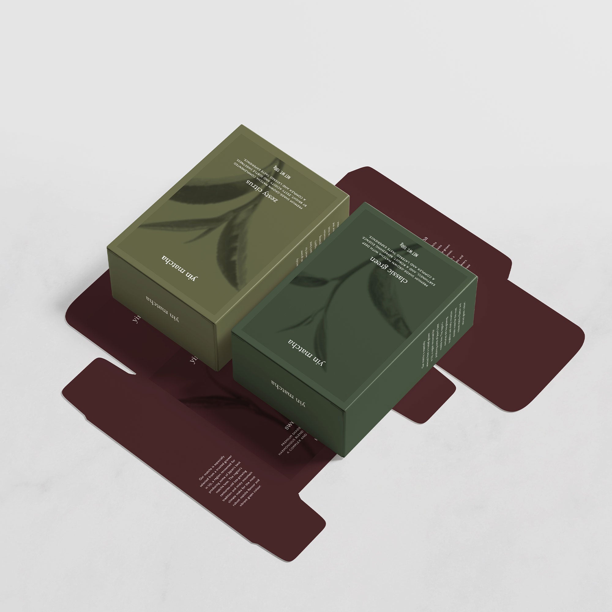 karolina krol studio yin matcha shade grown green tea organic branding box packaging design
