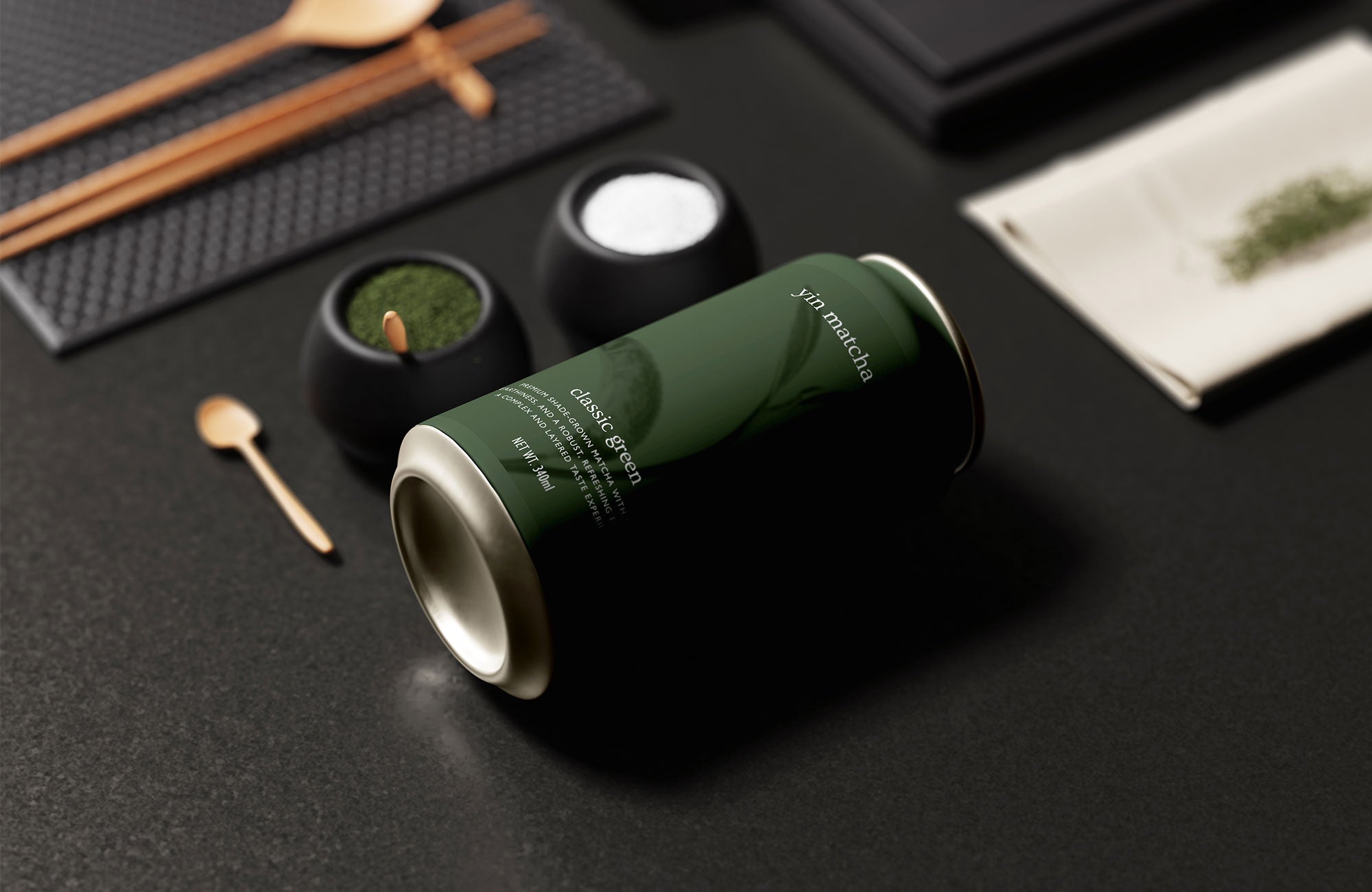 karolina krol studio yin matcha shade grown green tea organic branding can packaging design
