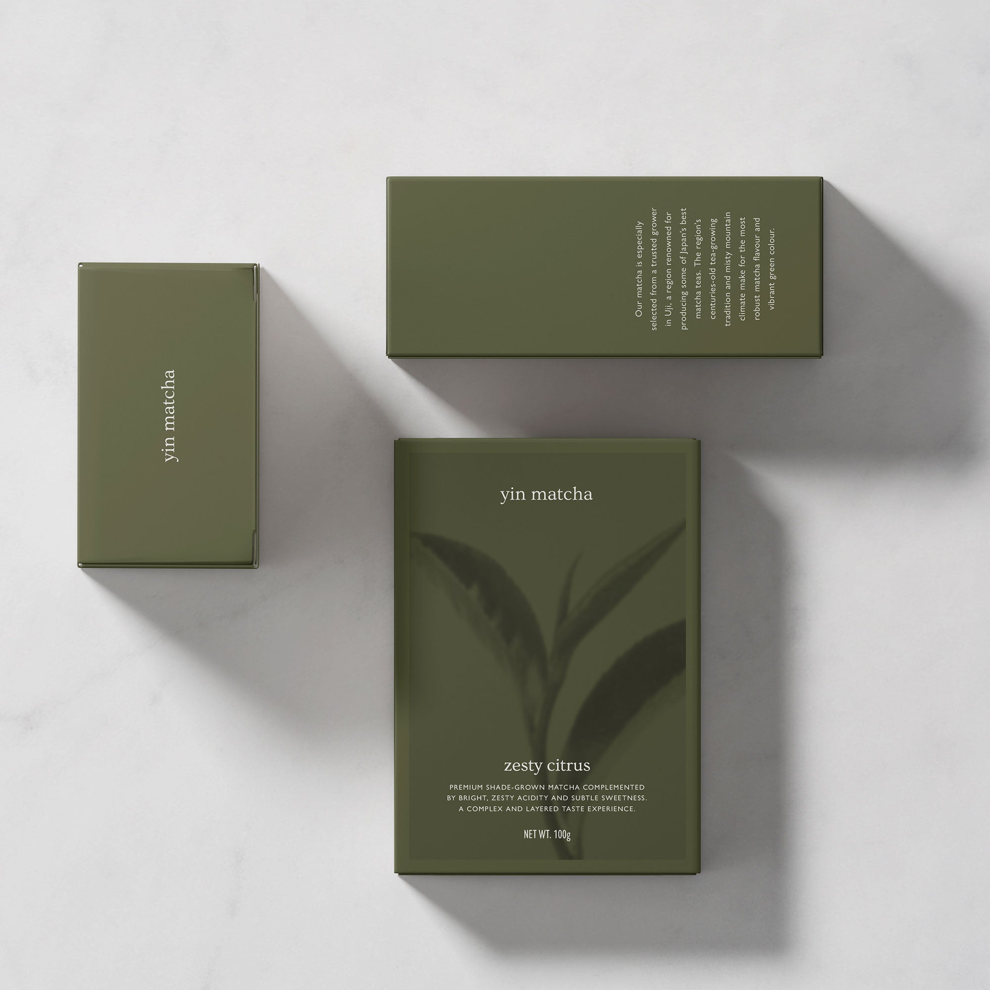 karolina krol studio yin matcha shade grown green tea zesty citrus organic branding packaging design
